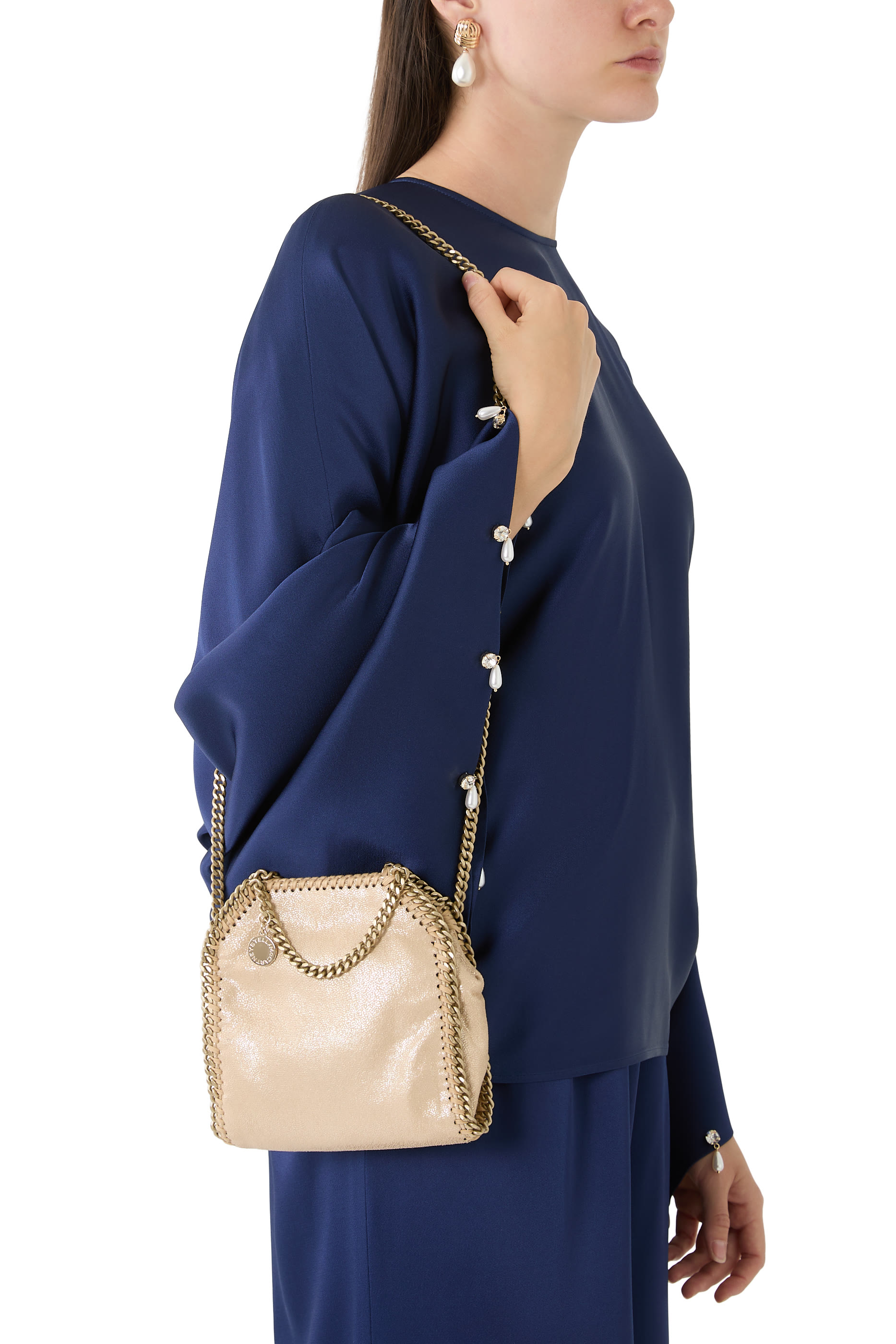 حقيبة يد فالابيلا صغيرة مرصعة بكريستال قماش شبكي