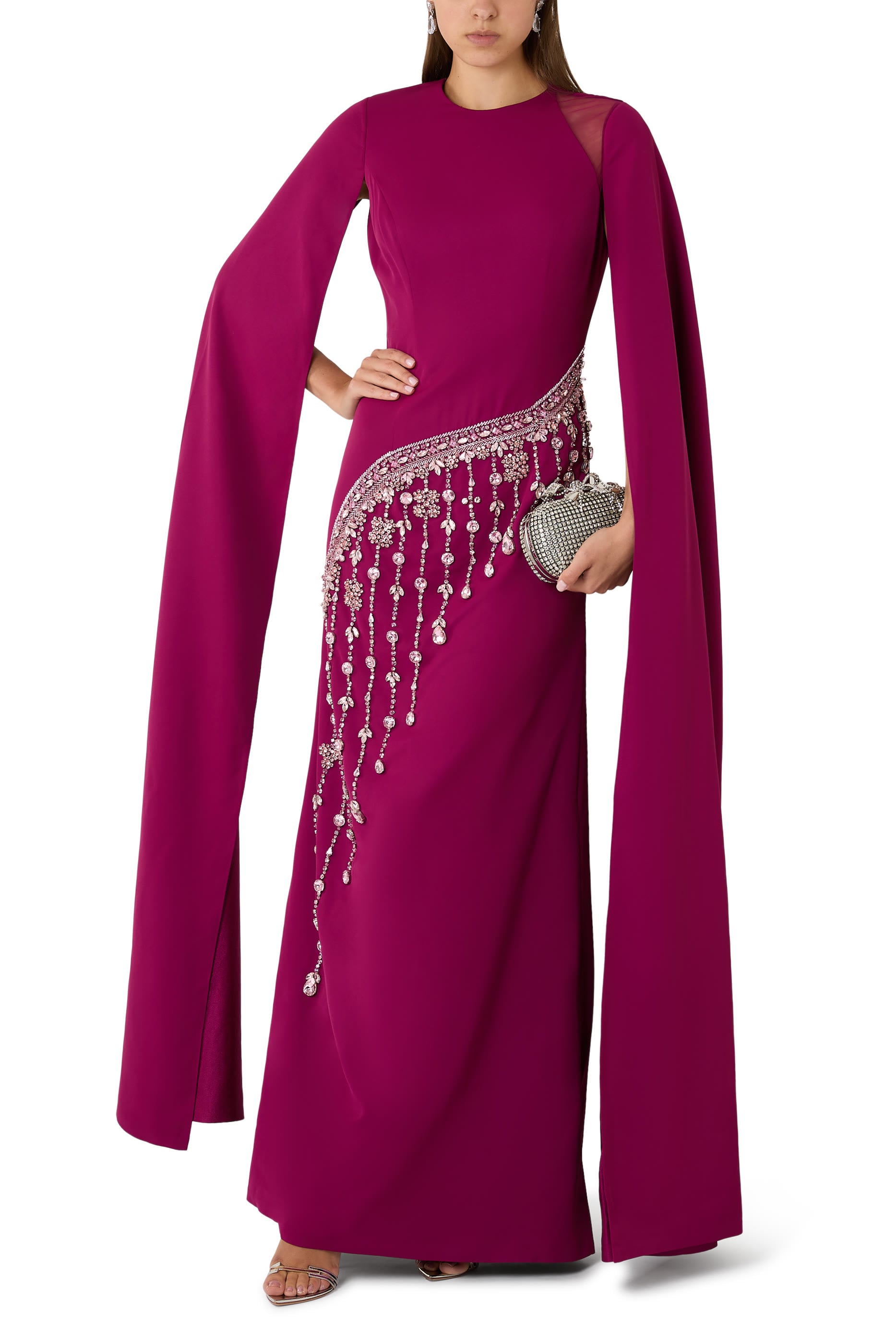 فستان سهرة كاسكاديه مزين بحلي