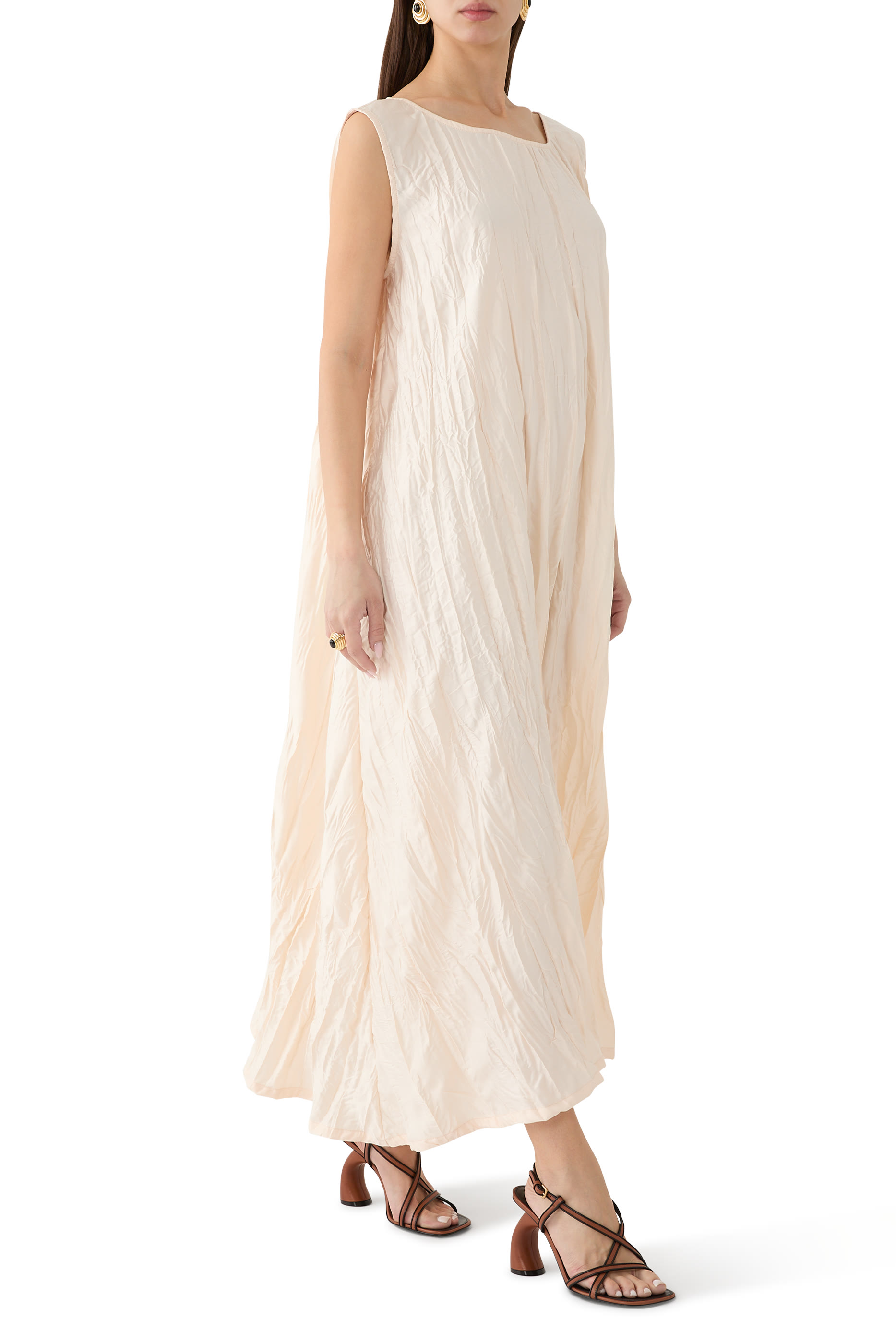 طقم جاكيت وفستان قماش مجعد