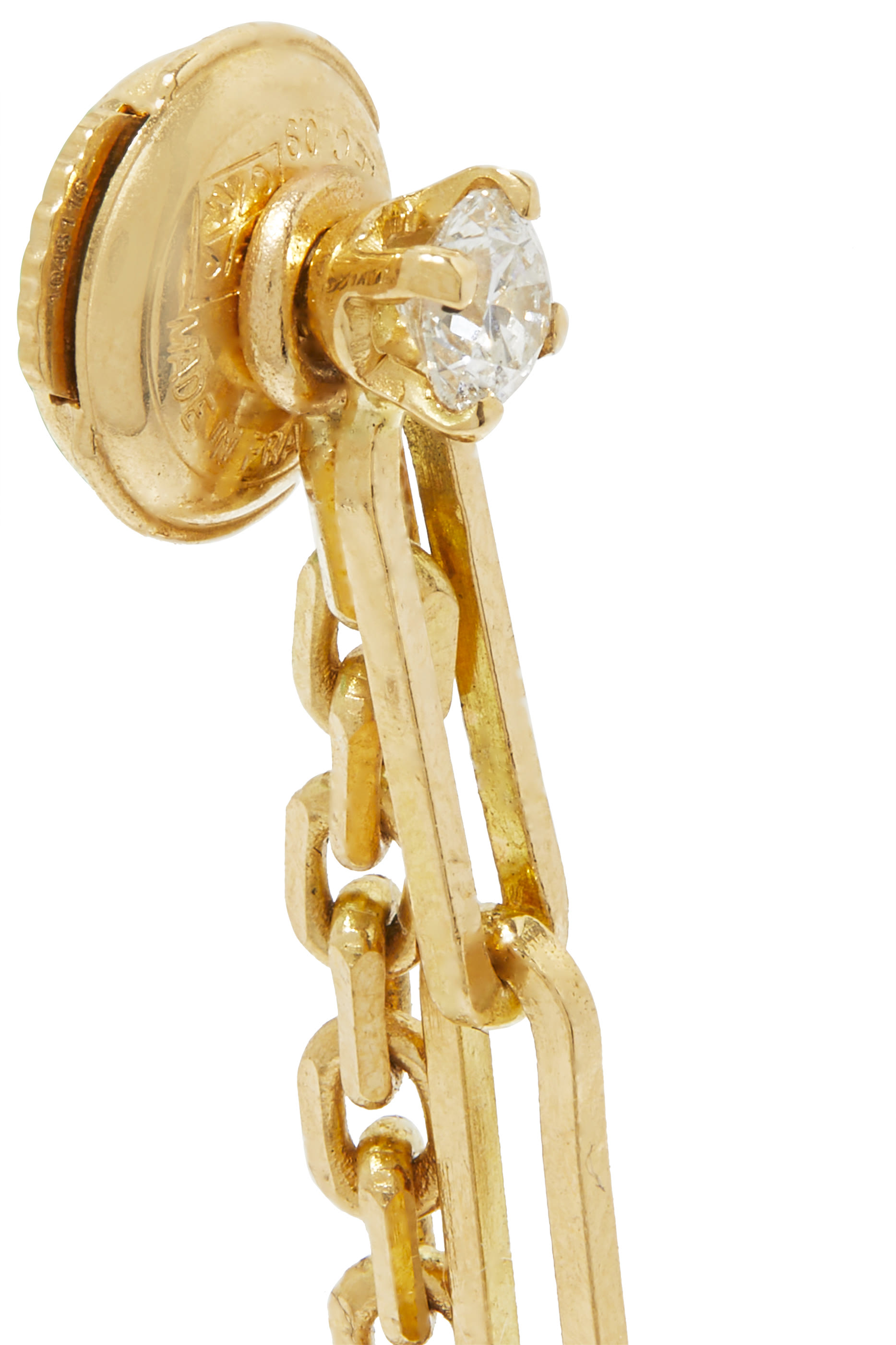 قرط سوليتير بتصميم سلسلة مرصعة بالماس ذهب أصفر عيار 18