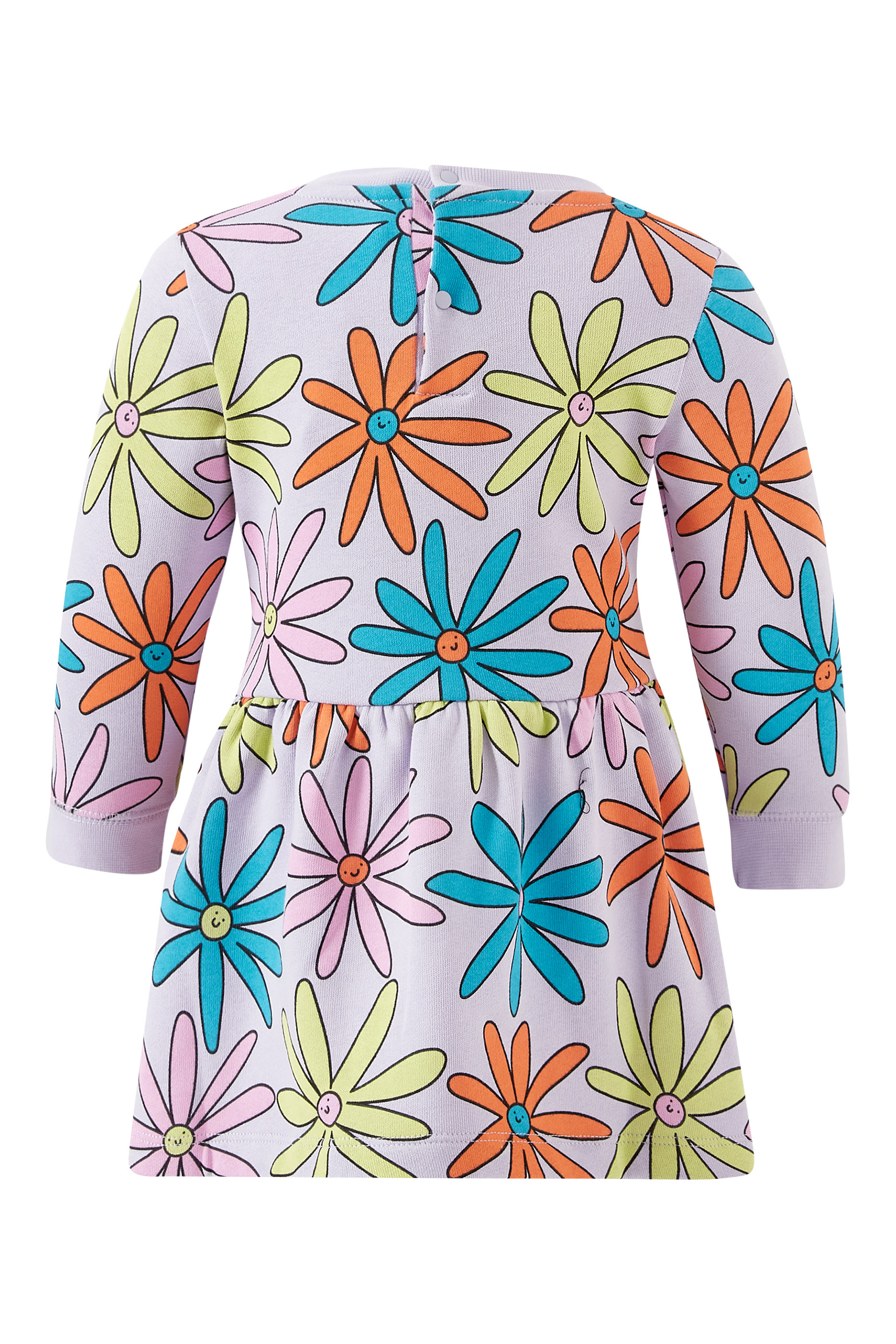 فستان بأكمام طويلة ونقشة زهور للأطفال