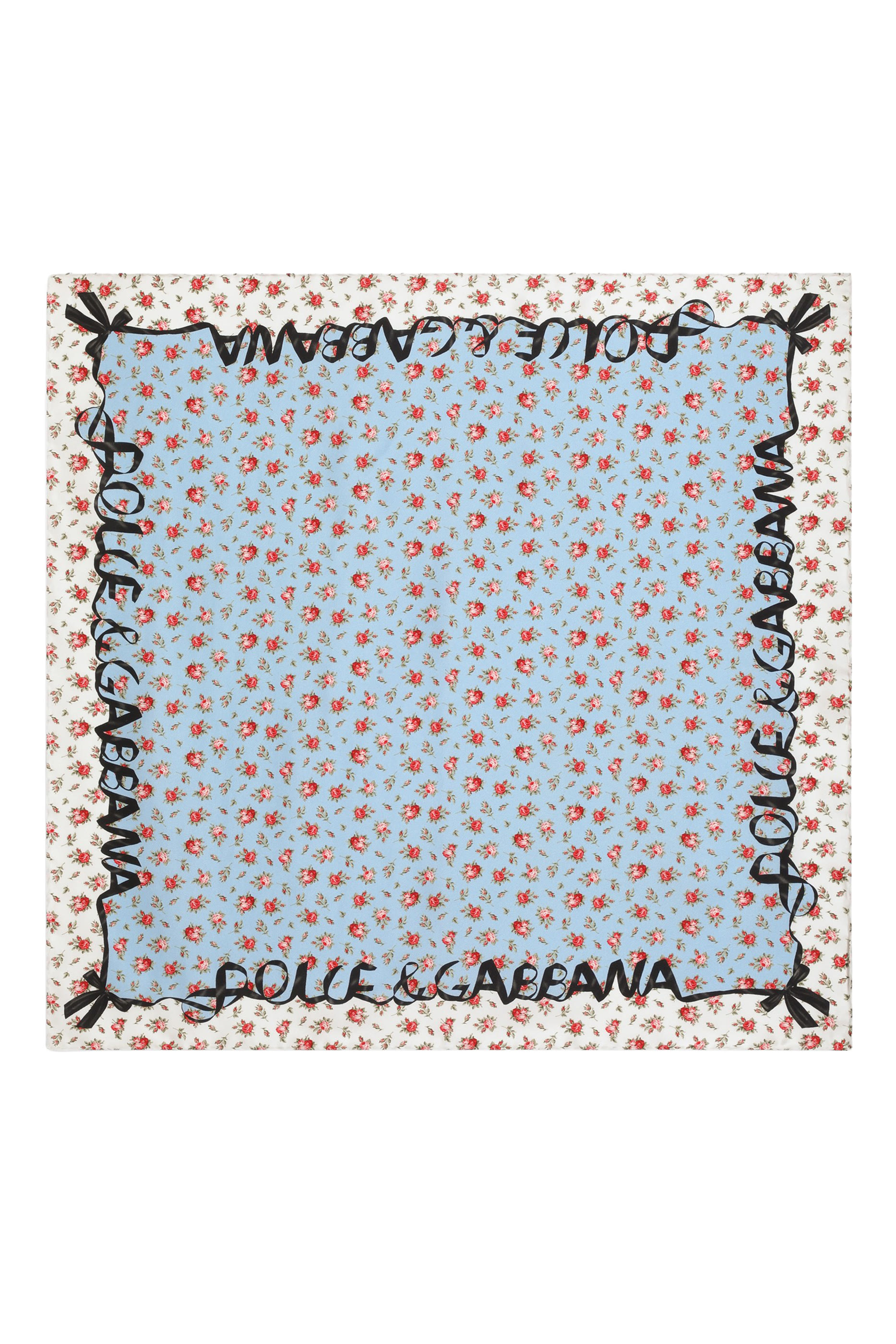 وشاح صغير بنقشة ورود حرير تويل