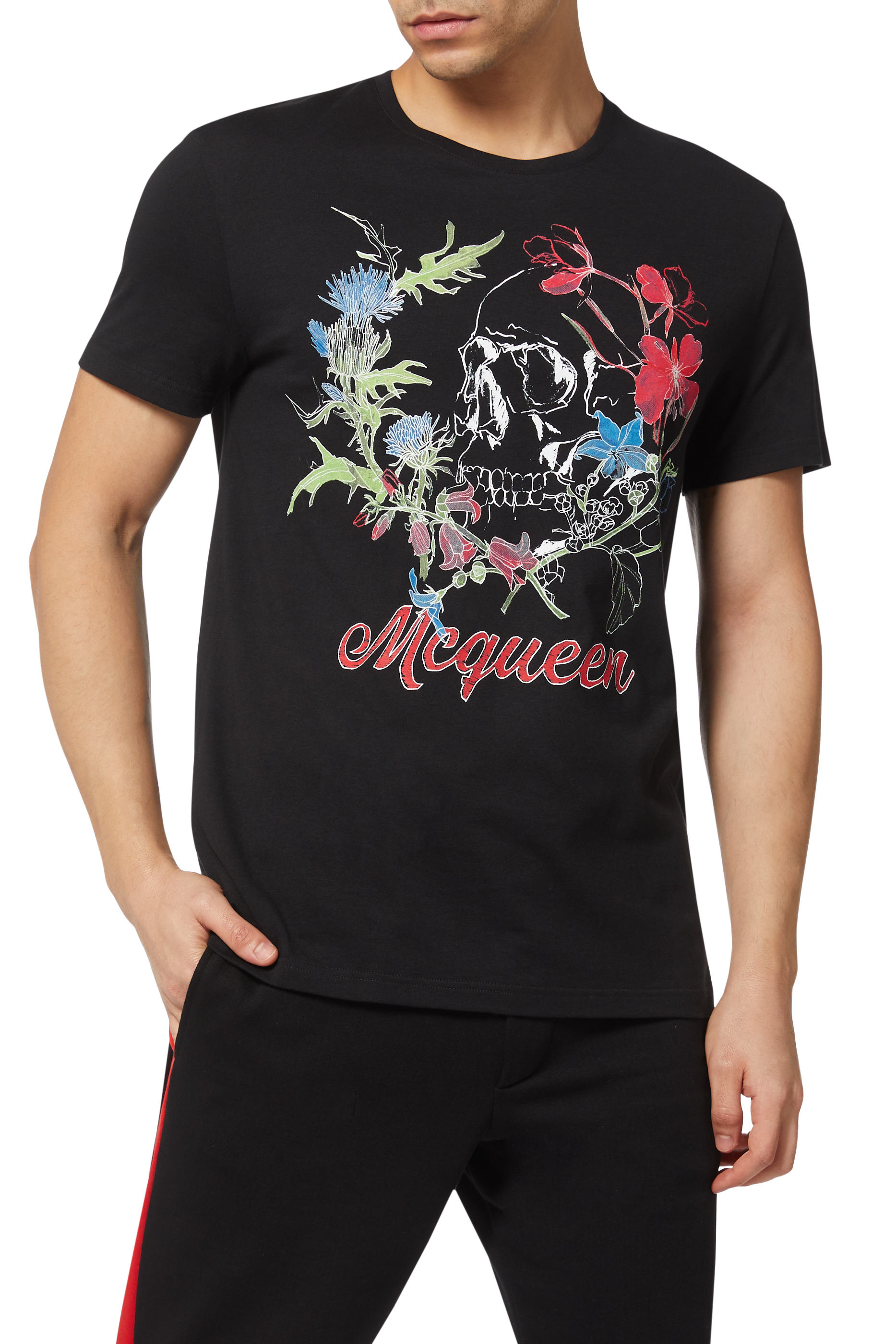 تي شيرت قطن عضوي بطبعة جمجمة