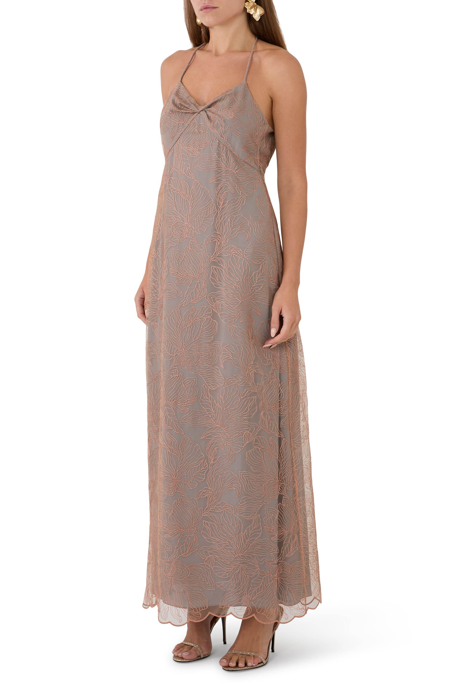 Lurex Flower Embroidery Tulle Dress