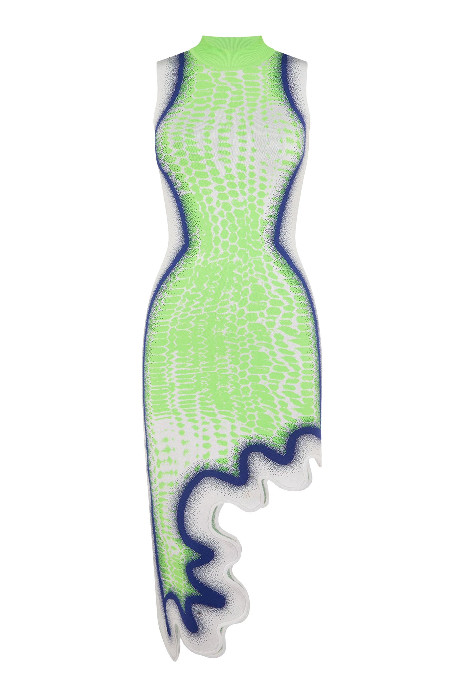 فستان بروكلين مموج بتصميم غير متماثل