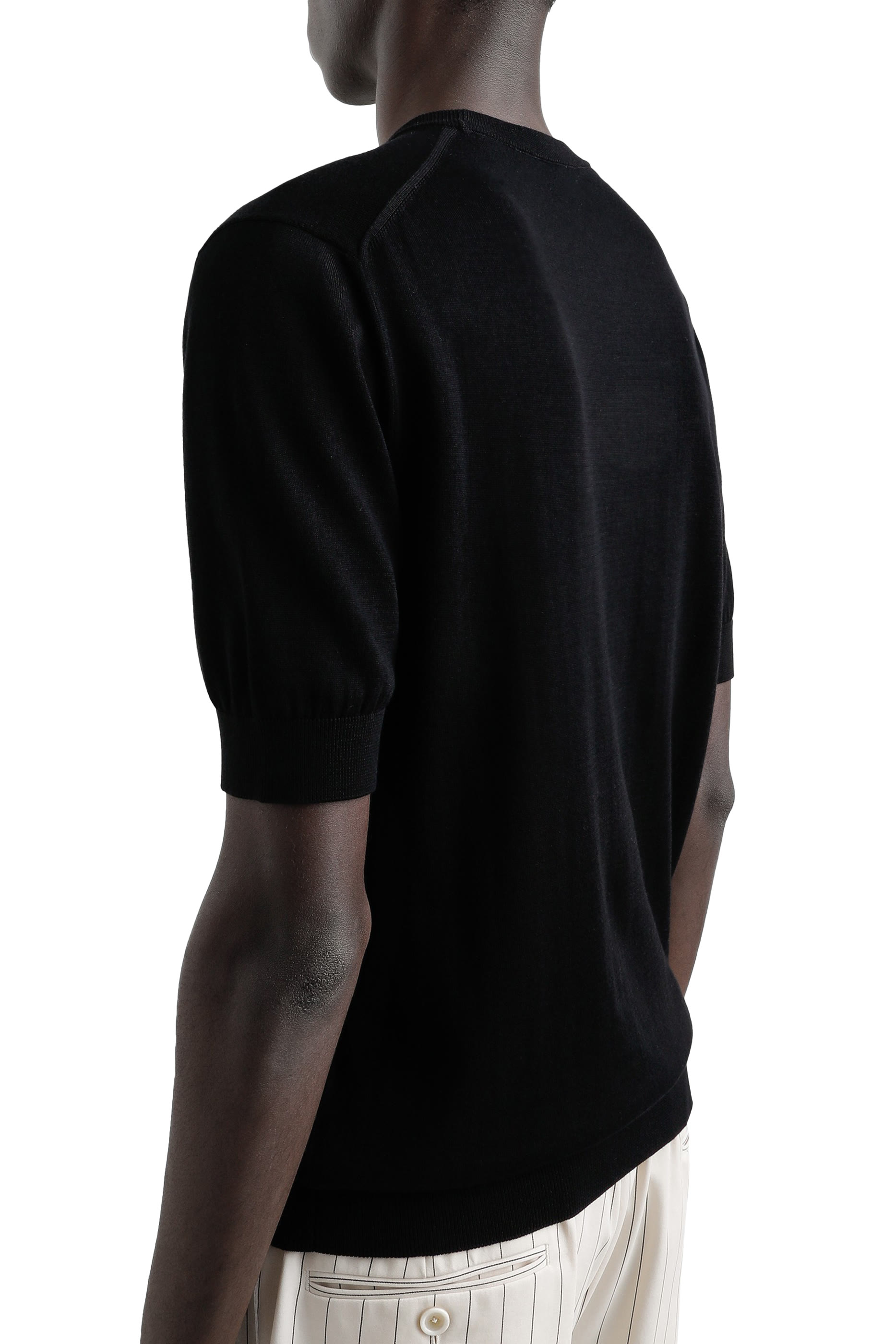 كنزة بياقة مستديرة قطن