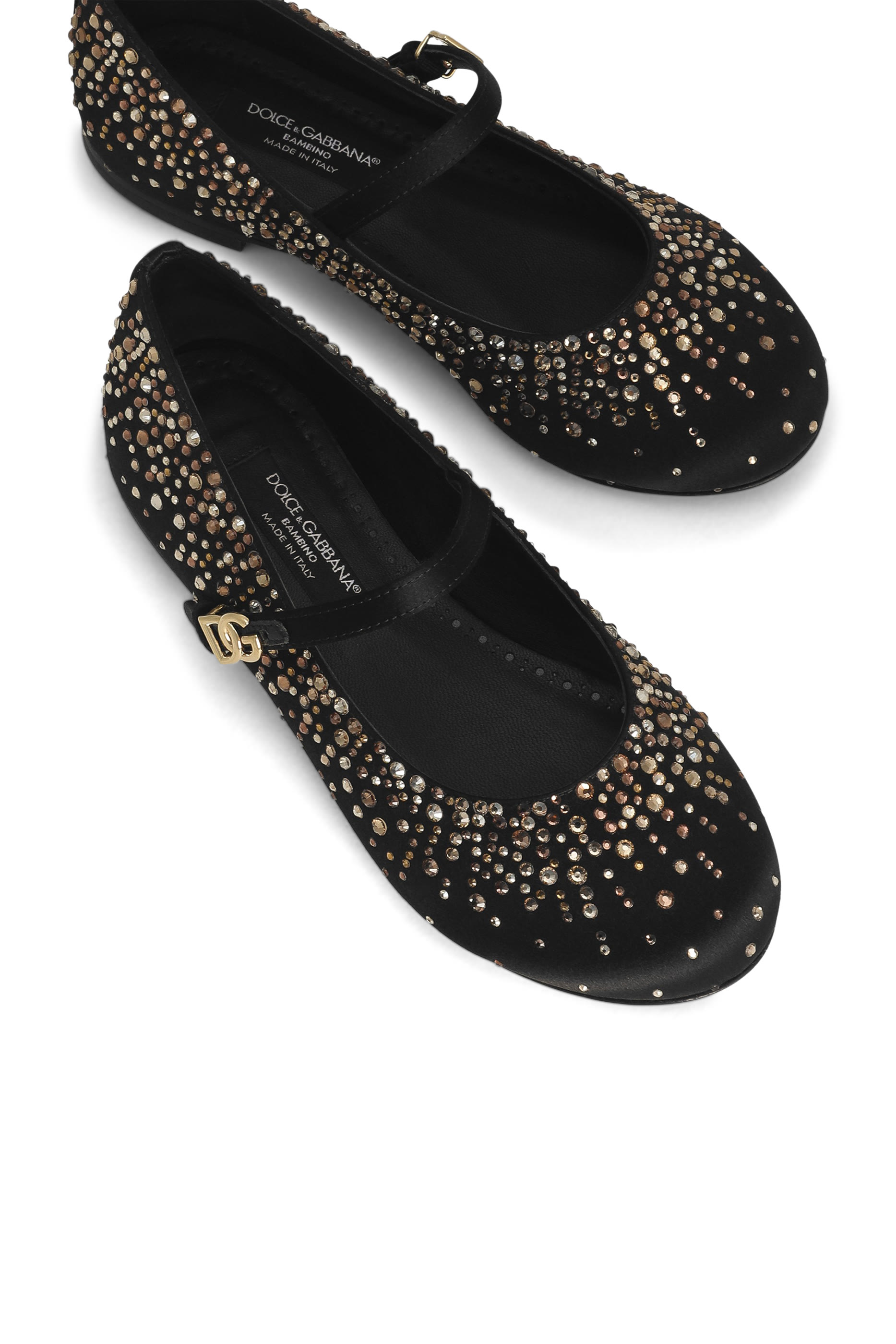 حذاء باليرينا بكعب مسطح مرصع بأحجار الراين ستان للأطفال