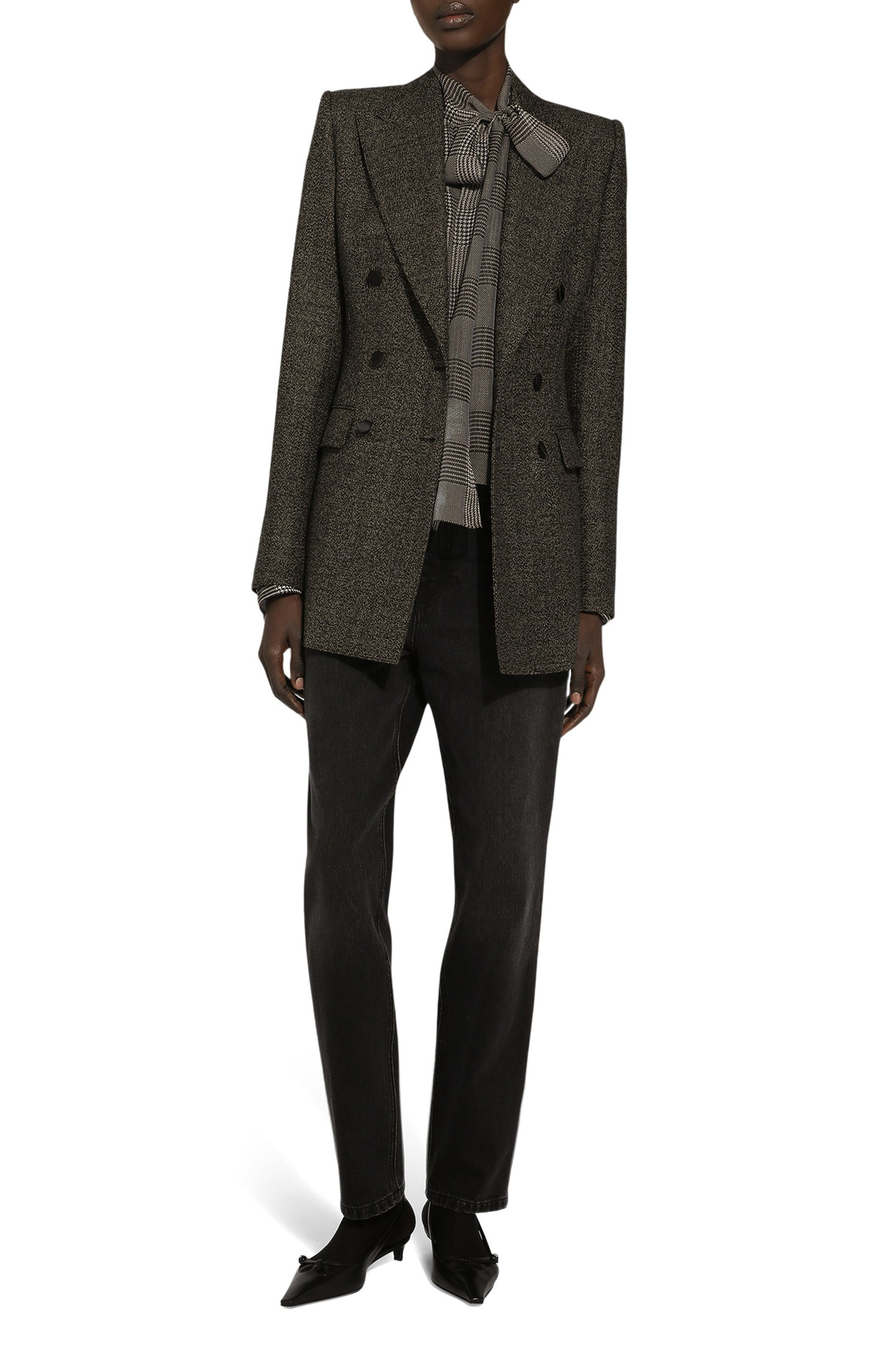 قميص بنقشة مربعات جلين حرير شيفون