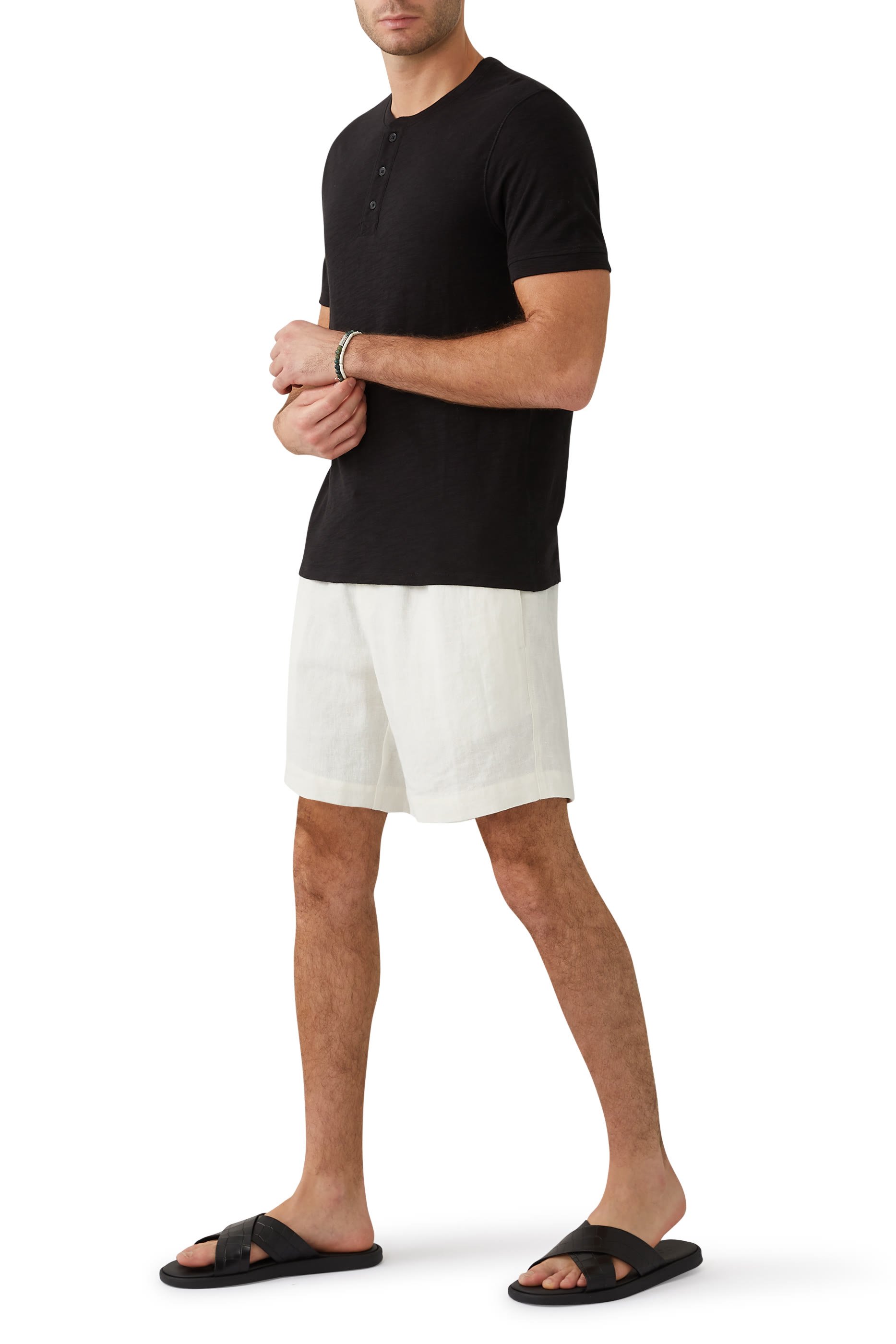 قميص هينلي قطن بأكمام قصيرة