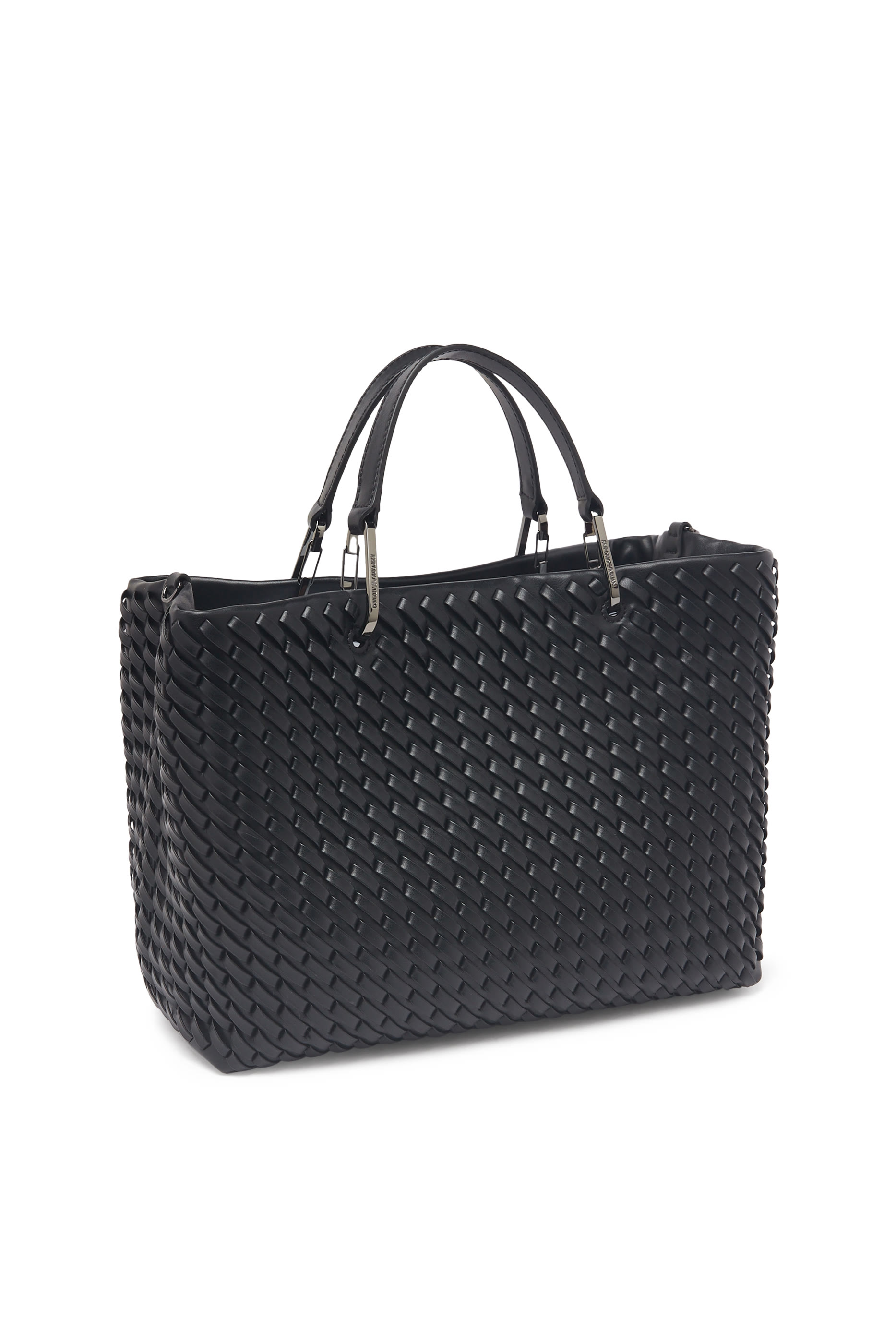 حقيبة يد بشعار الماركة بتصميم متشابك