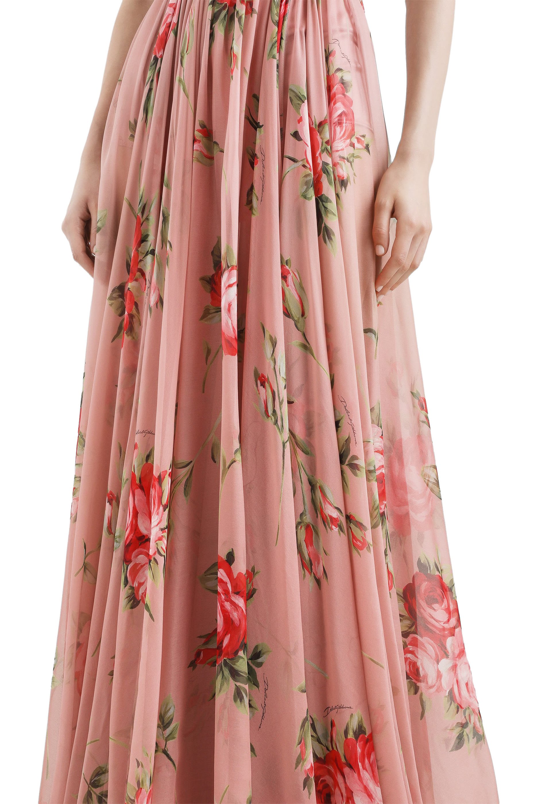 فستان شيفون بنقشة ورد