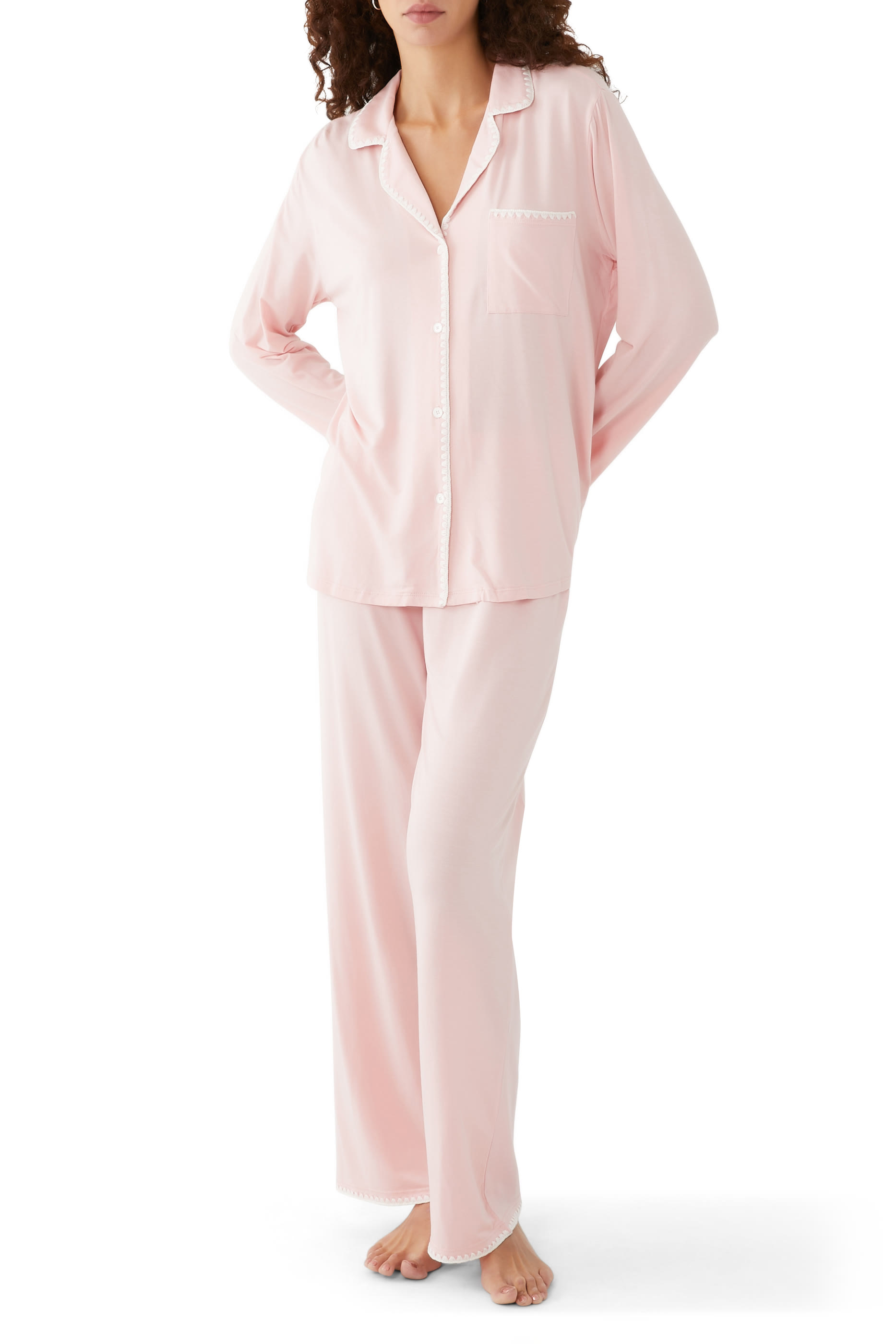 طقم بيجامة فريدا طويلة محاكة