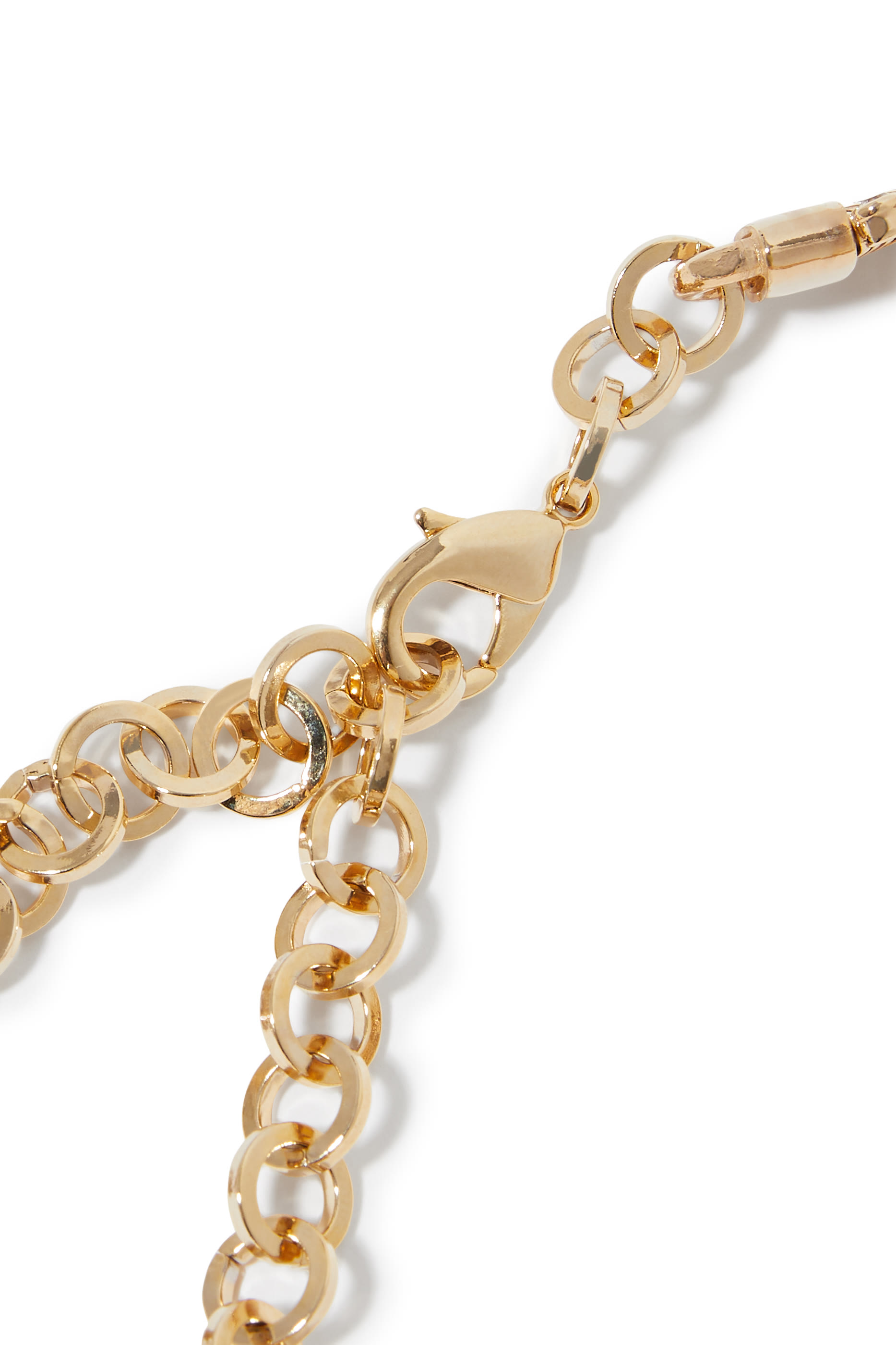 قلادة رقبة بسلسلة مسطحة مزينة بكريستال مربع