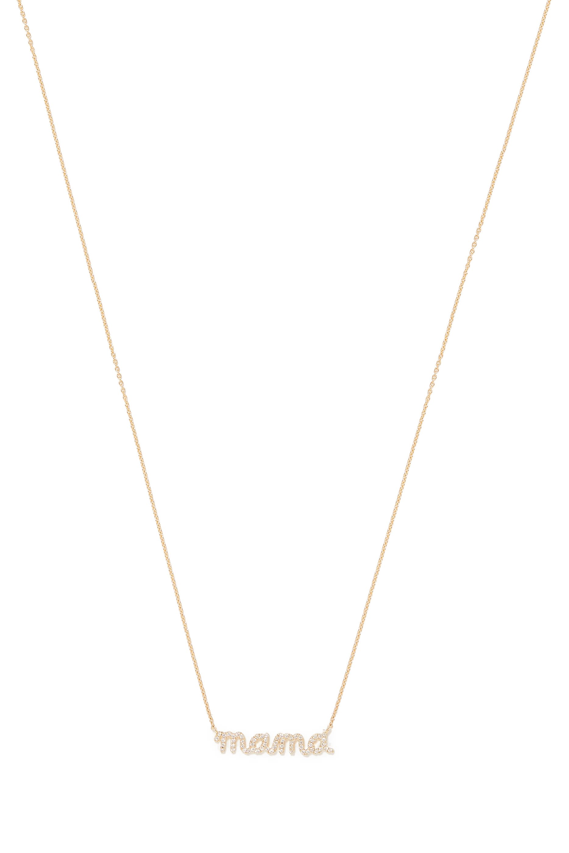 قلادة بدلاية بتصميم ماما مرصعة بالماس ذهب أصفر عيار 14