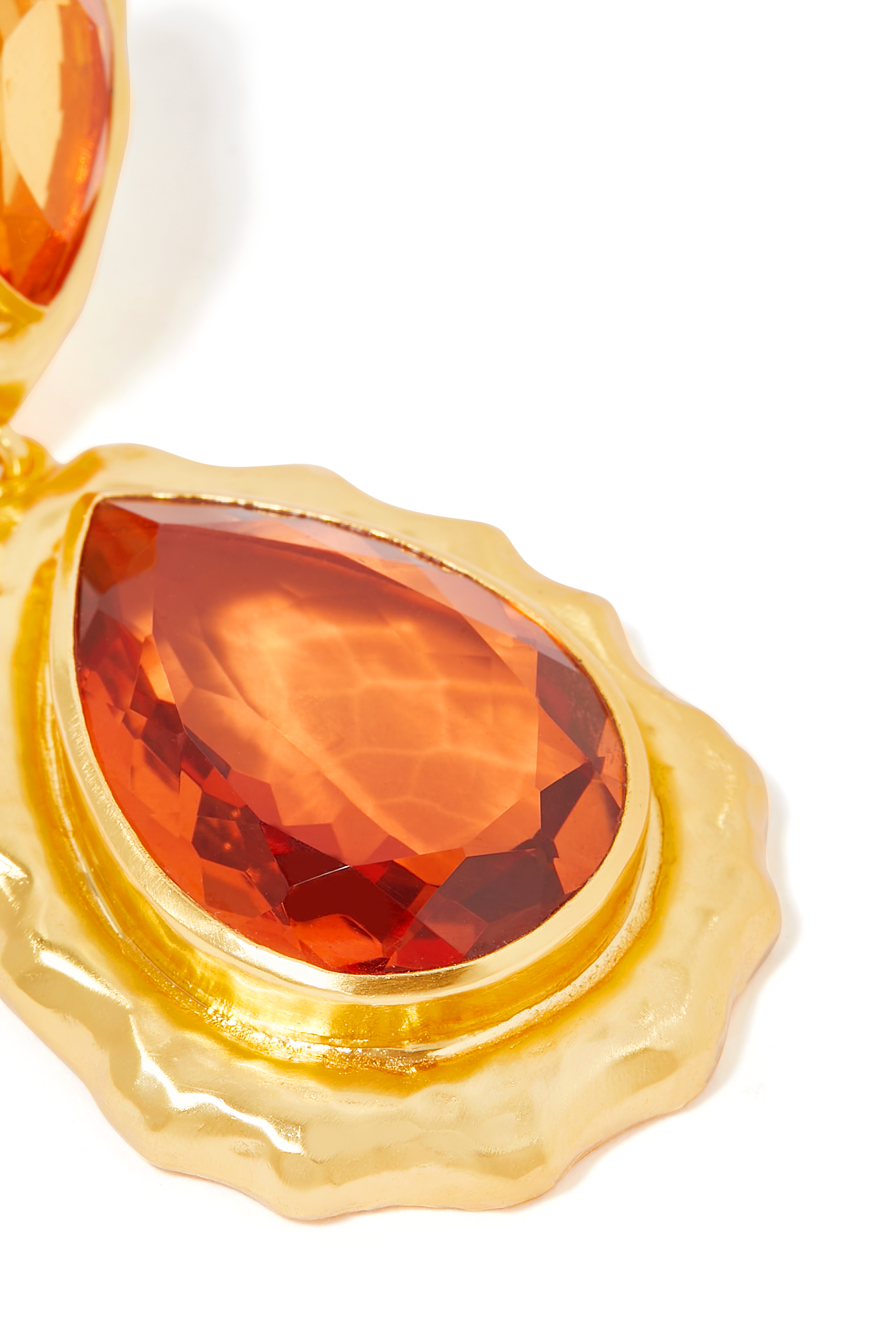 أقراط بولينا مرصعة بكوارتز سترين نحاس مطلي بذهب أصفر عيار 24