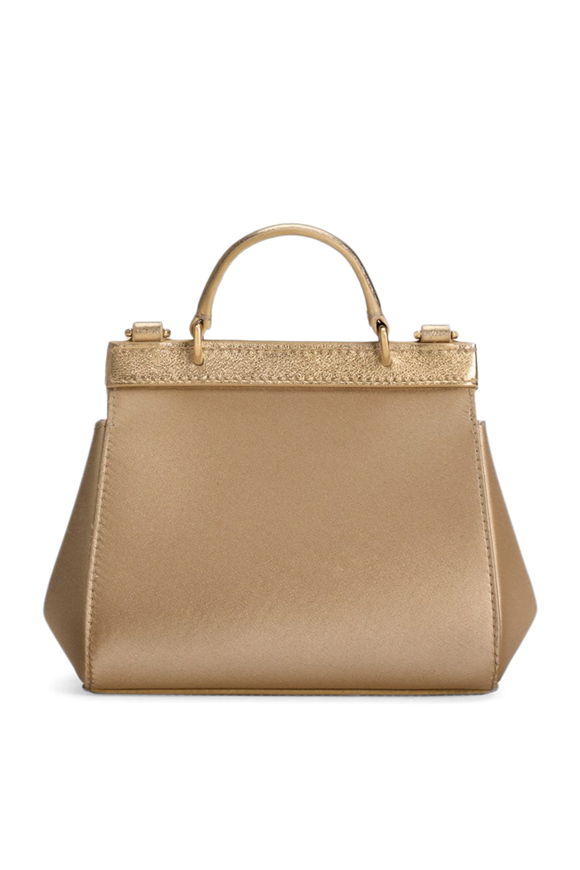 حقيبة سيسيلي جلد عجل لامع وساتان بشعار الماركة