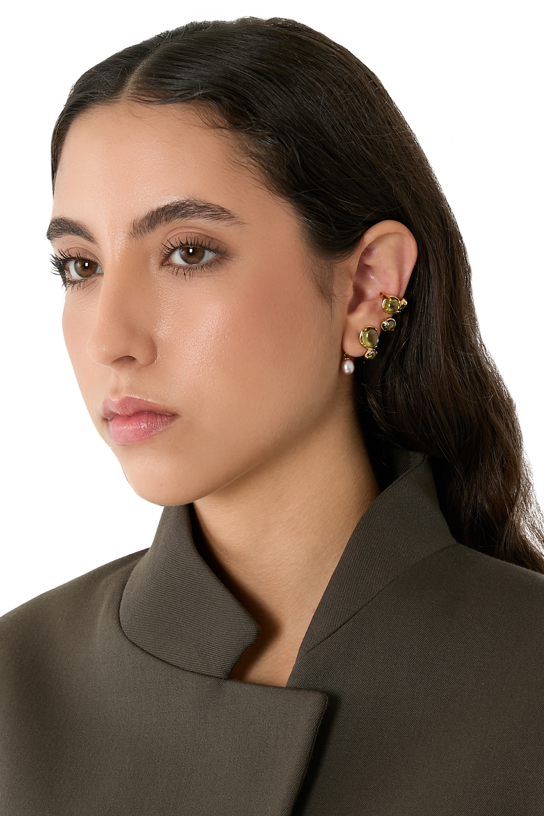 أقراط كلايمس مزينة بكريستال ولؤلؤ، فضة إسترلينية 925