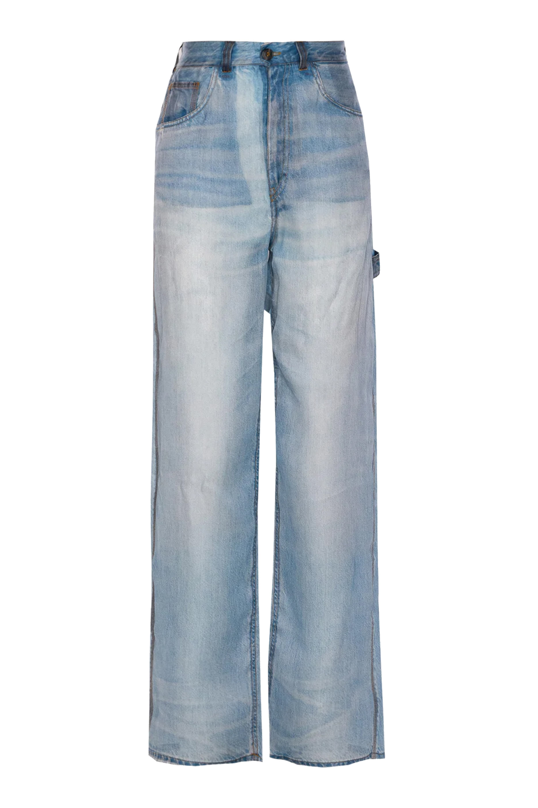 بنطال جينز وينونا شفاف بطبعات دنيم