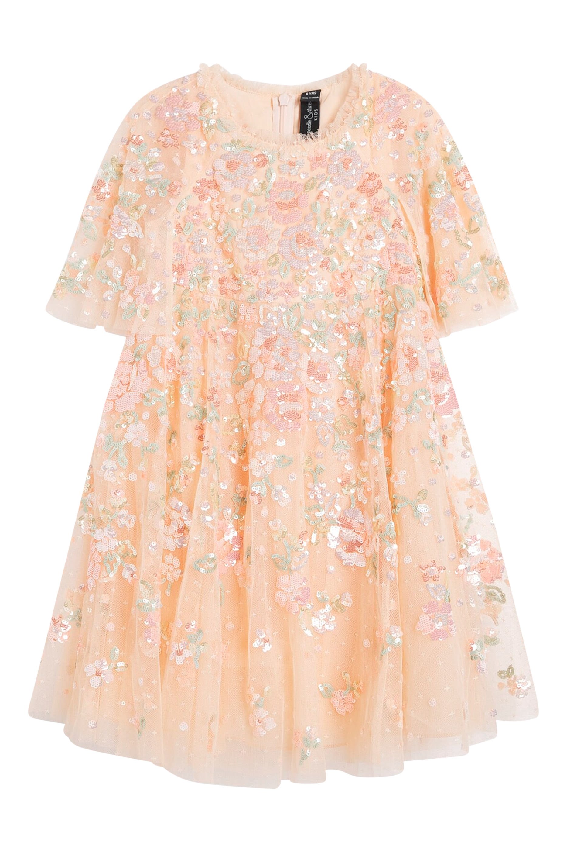 Kids Sequin Bouquet Cape Dress