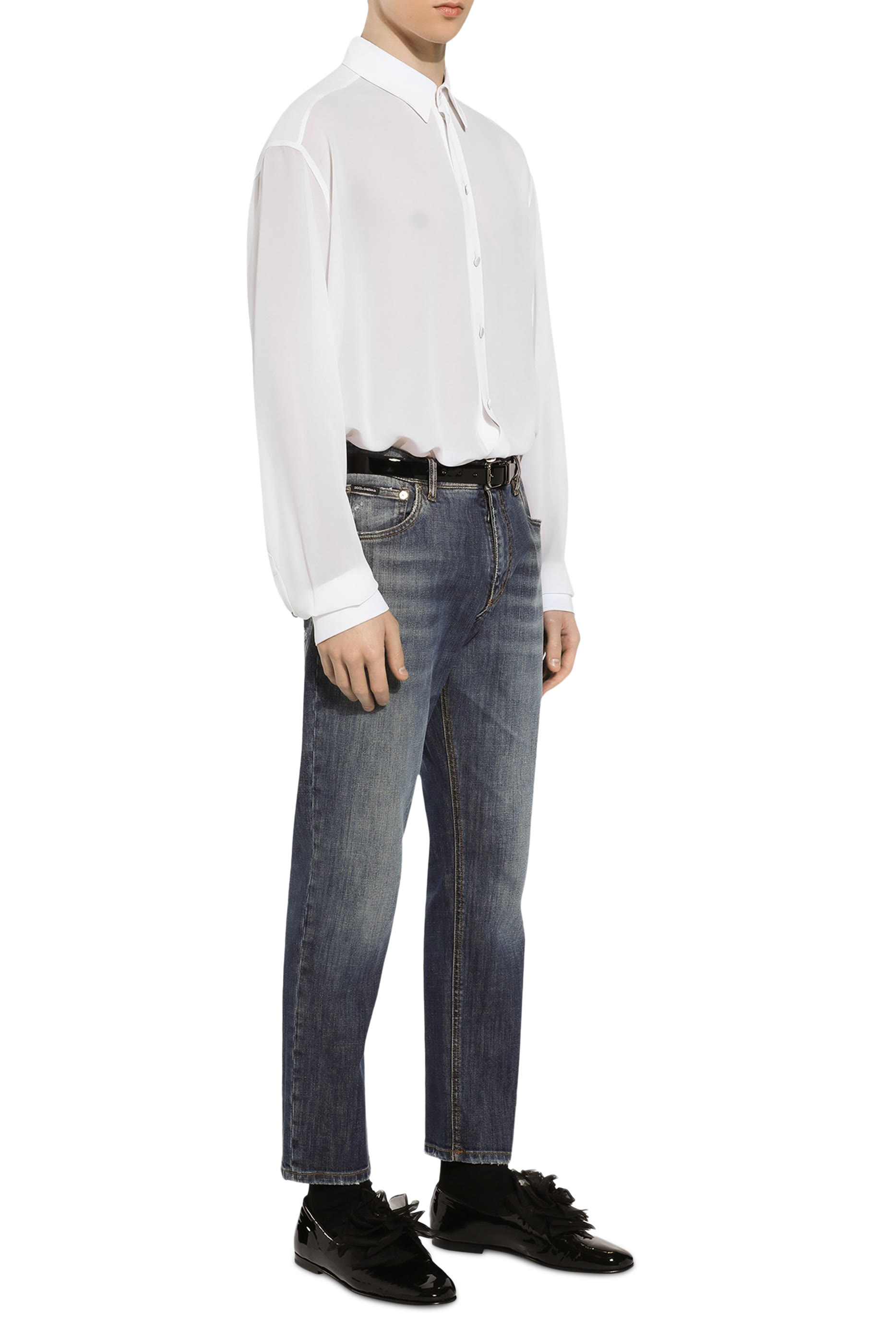 بنطال جينز دنيم مطاطي بقصة فضفاضة