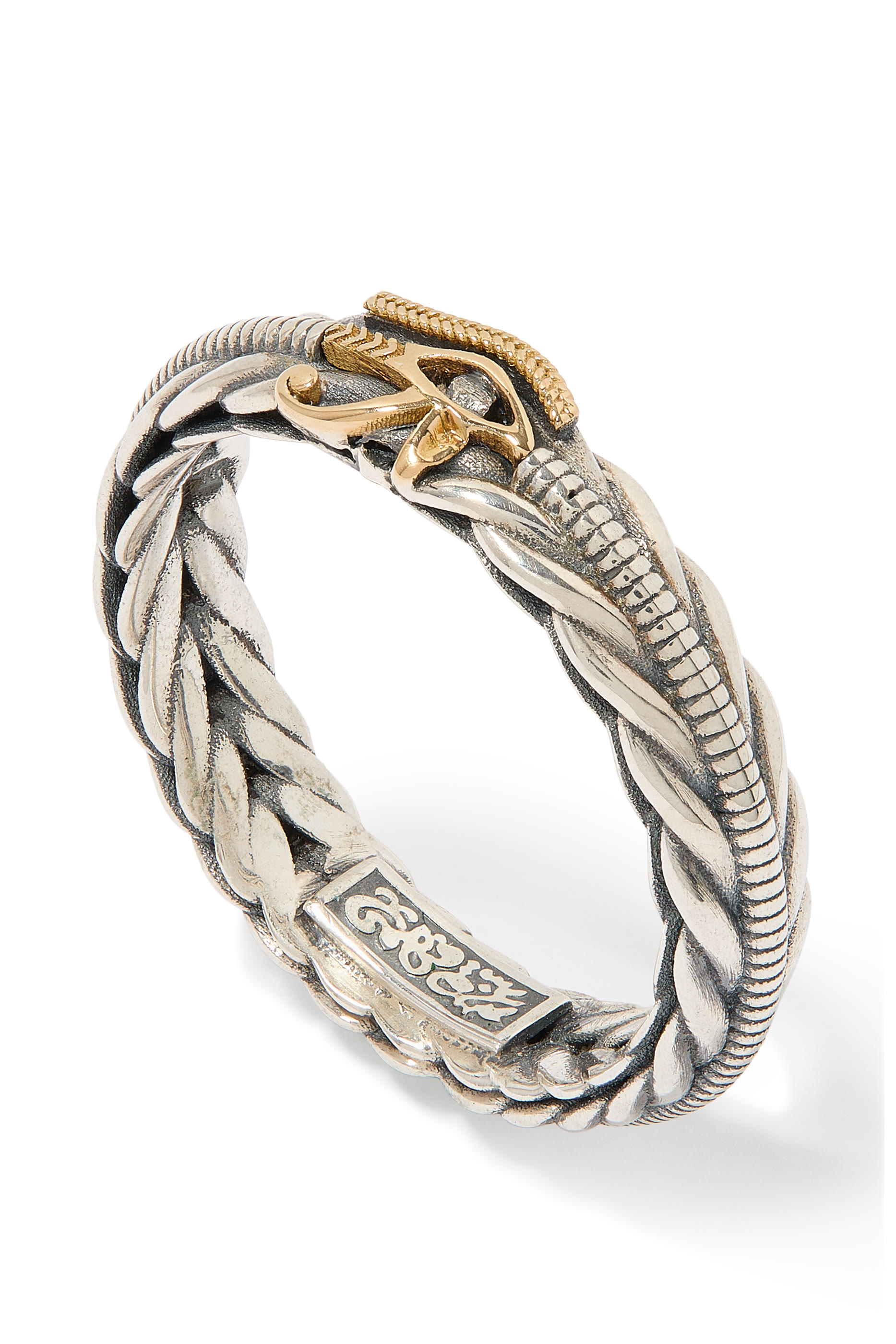 خاتم خاتم عين حورس، فضة استرلينية وذهب أصفر عيار 18