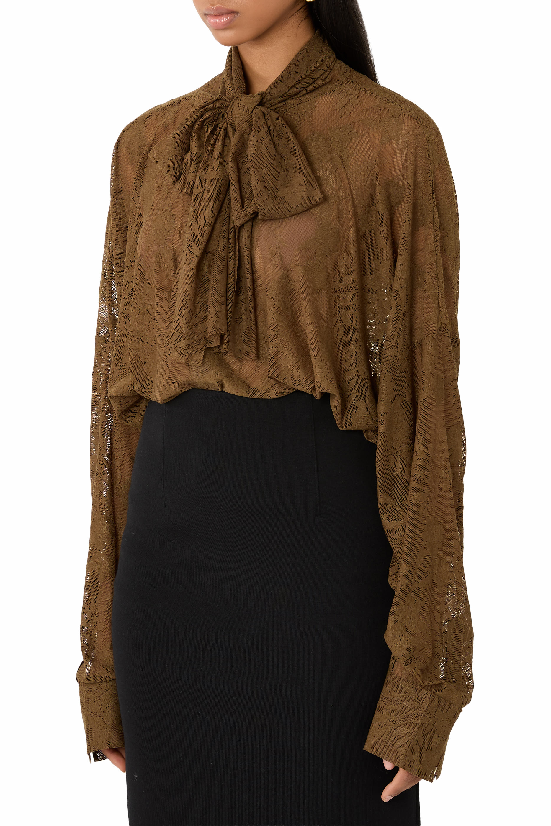 بودي سوت بتصميم قميص بي أف أن كاي بقصة فضفاضة جدا مزين بفيونكة 