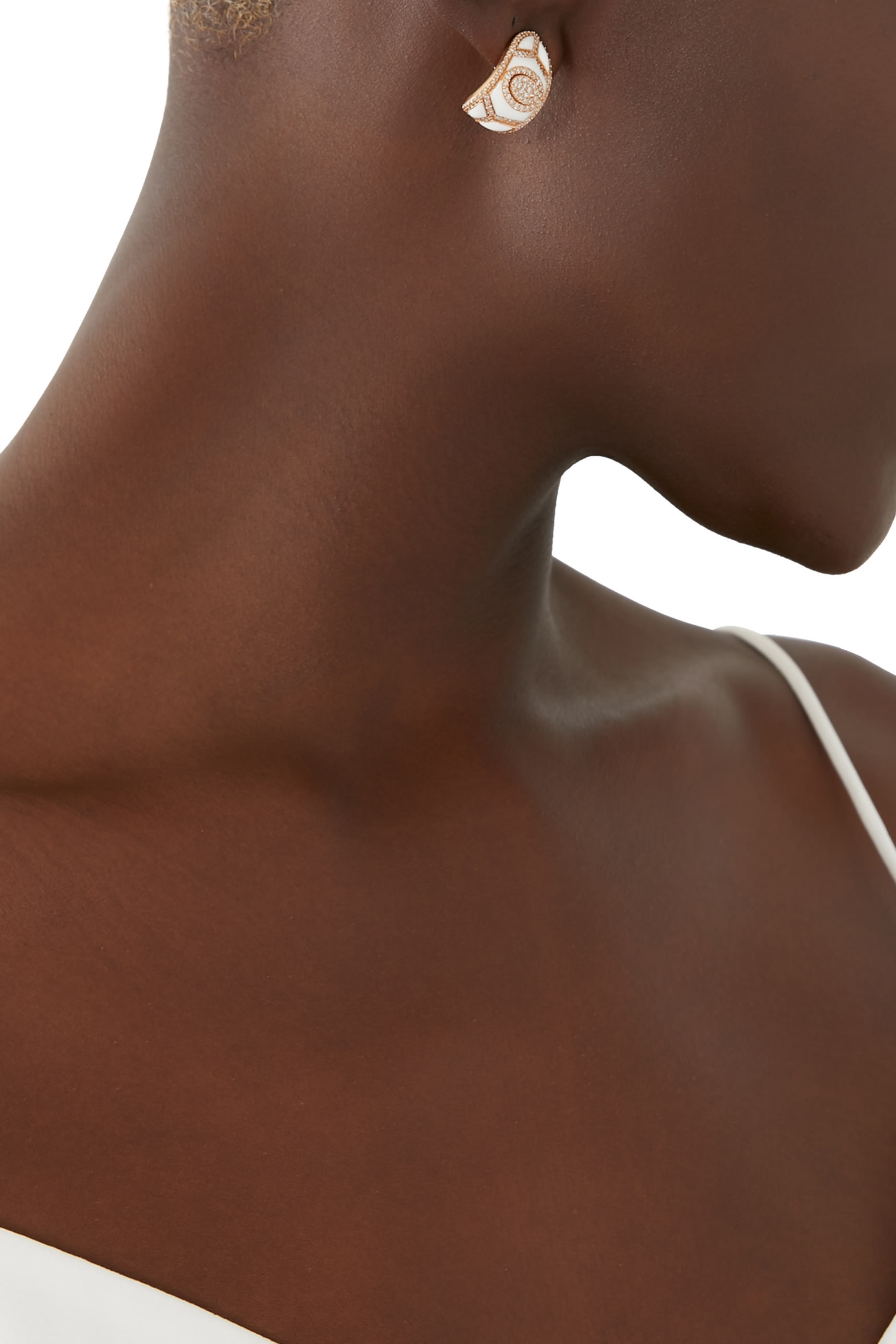 أقراط شيلد مرصعة بالماس وحجر الملاكيت ذهب وردي عيار 18