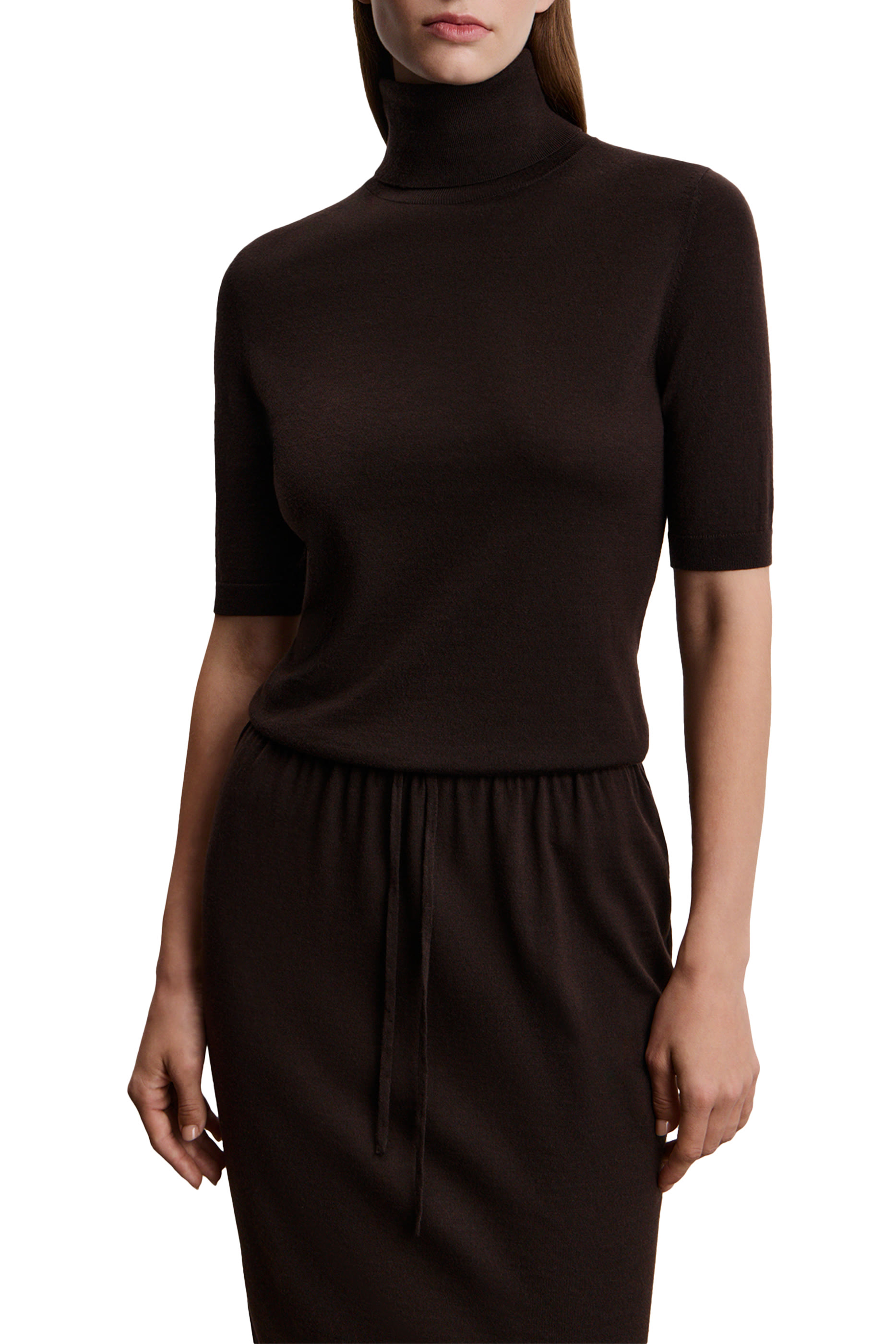 بلوزة بتصميم ملفوف بياقة عالية صوف ميرينو