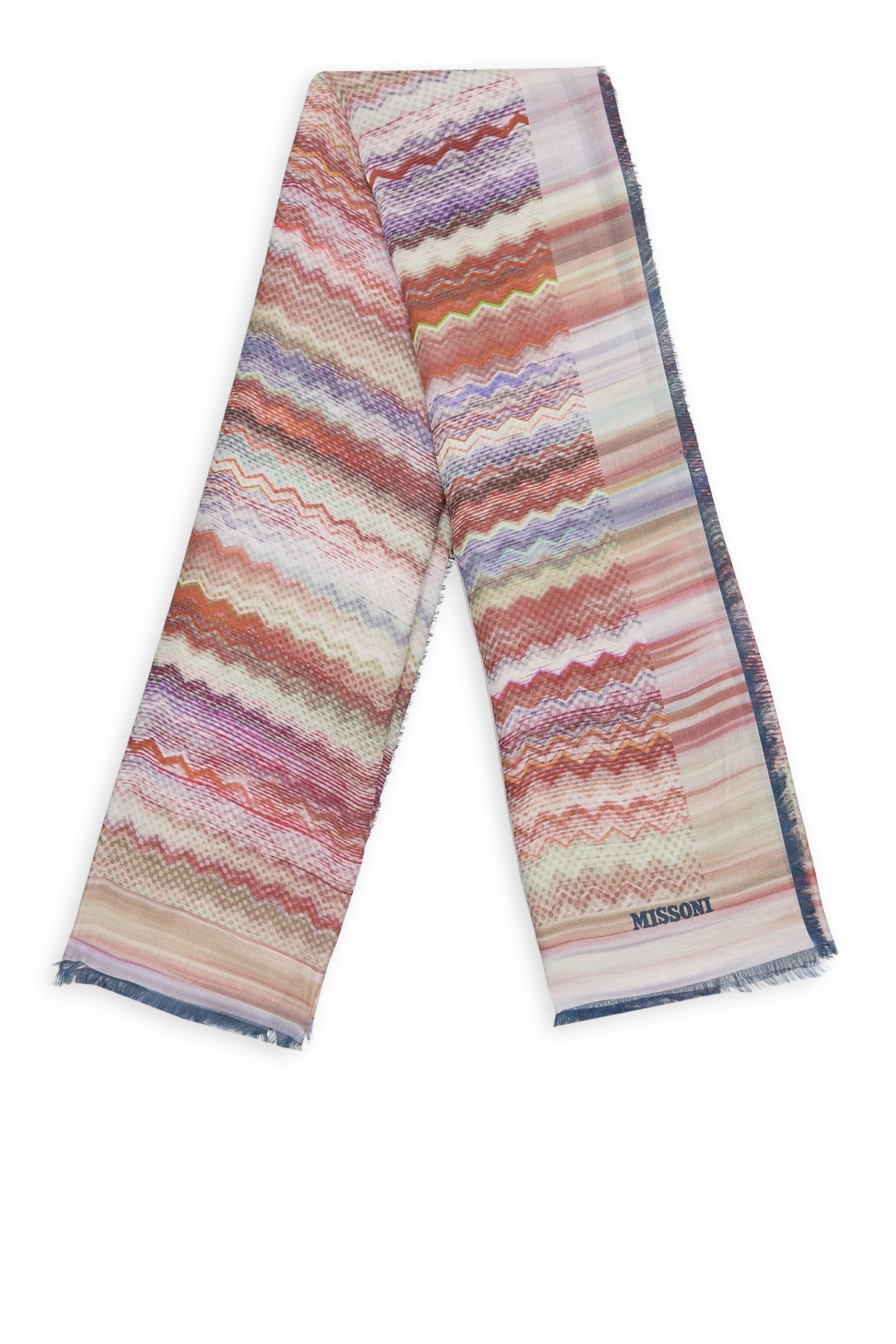 وشاح بنقشة خطوط متعرجة مموجة حرير