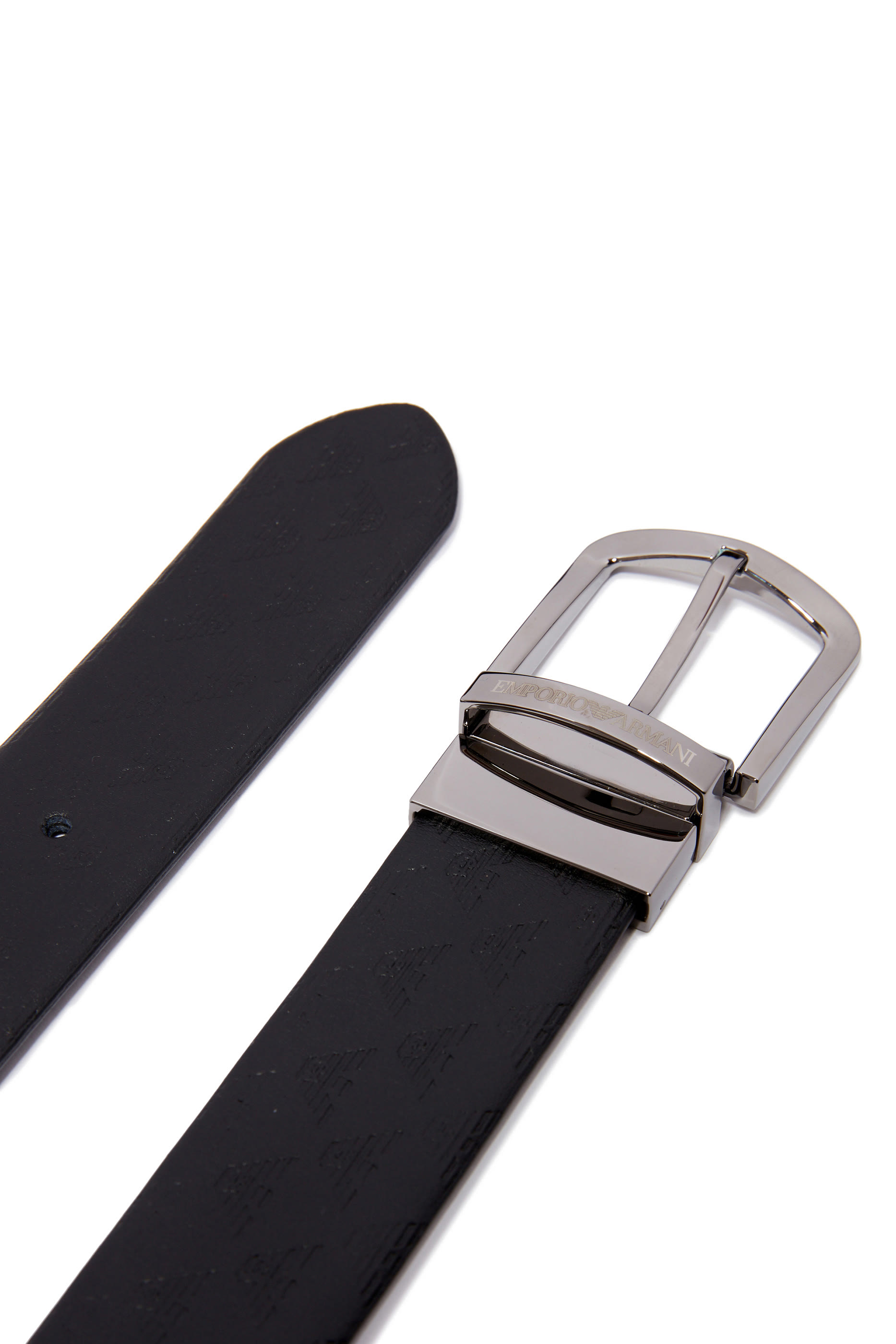 حزام بوجهين وإبزيم مزين بنقشة شعار الماركة بالكامل