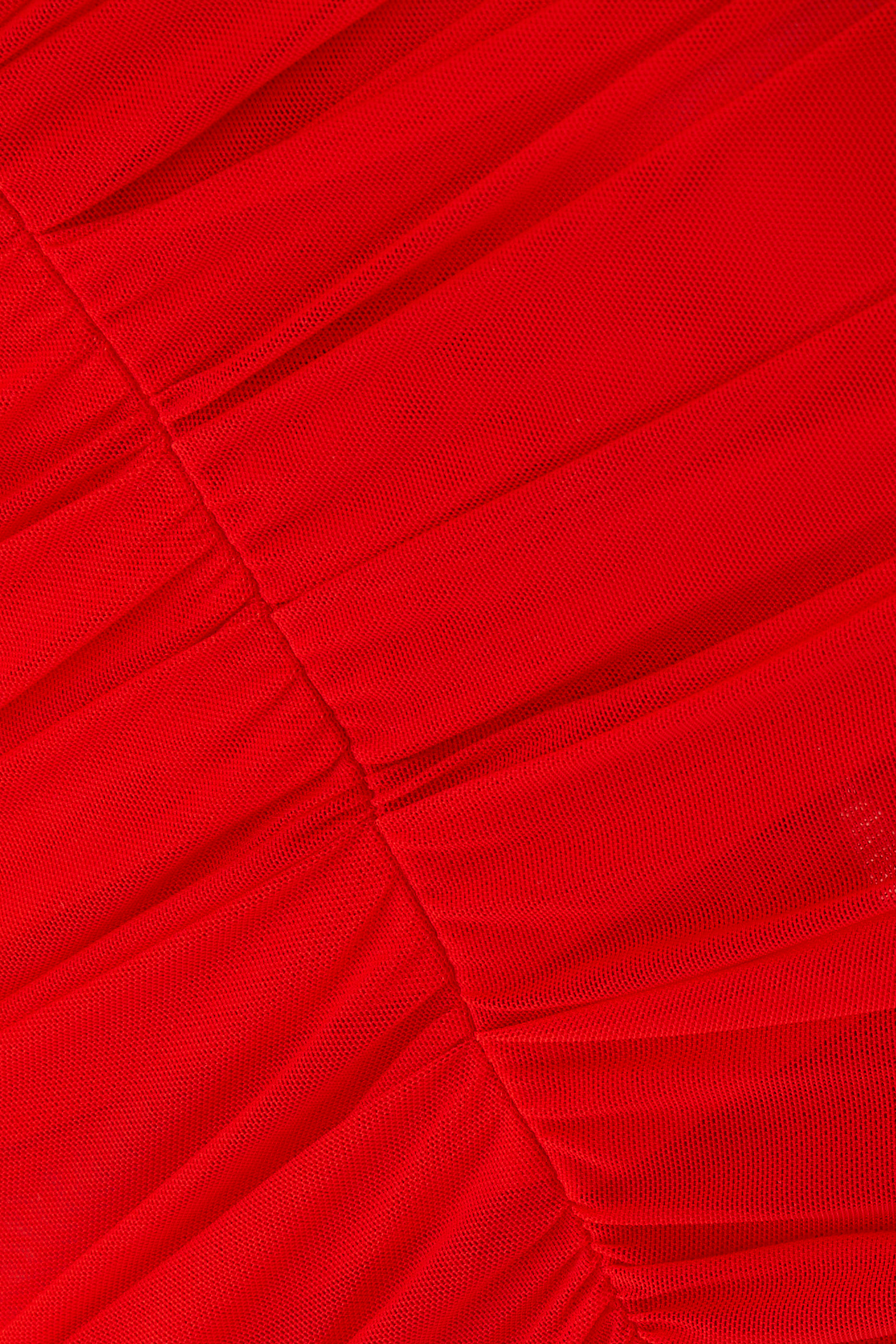 تنورة متوسطة الطول قماش شبكي بكشكش