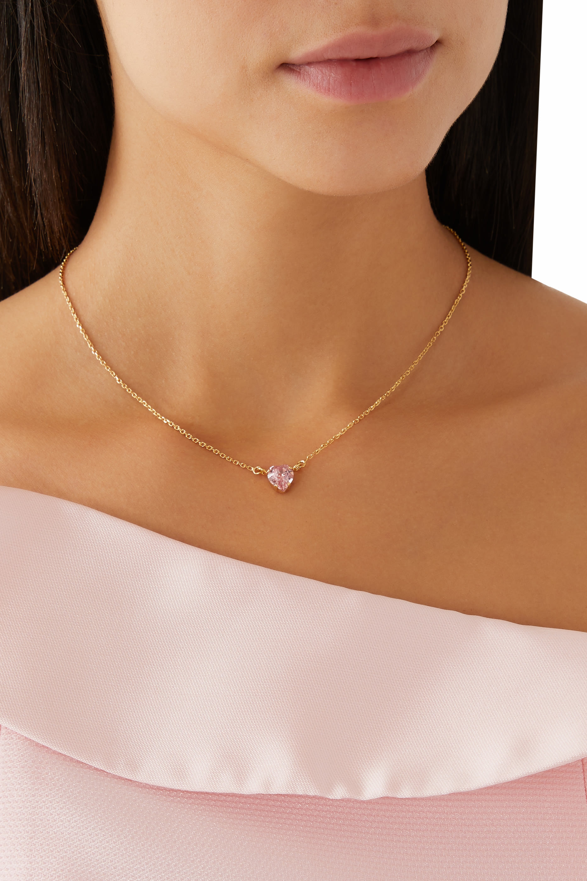 قلادة فالنتينا بحلية بتصميم قلب، نحاس خام مطلي بذهب عيار 18