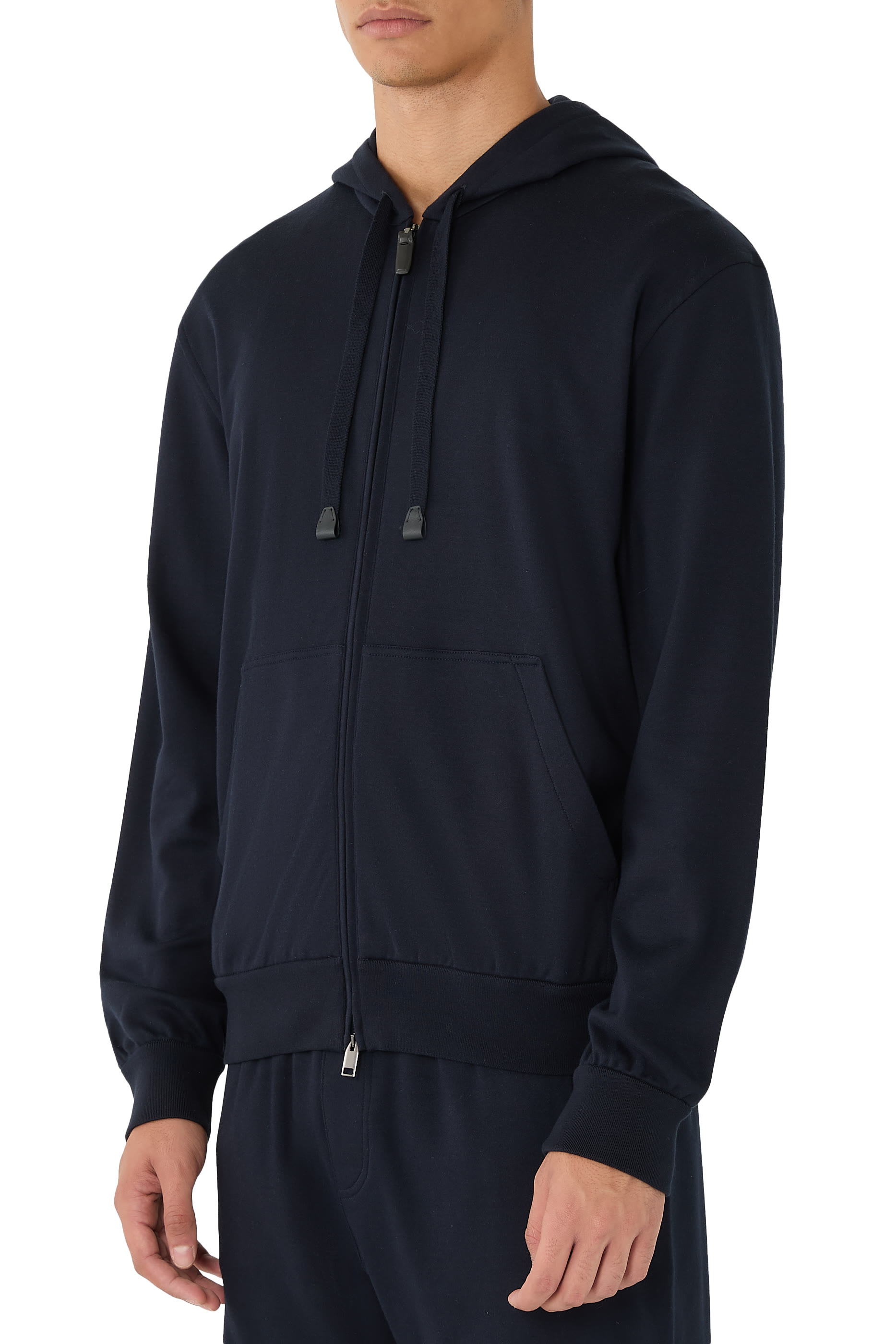 Stretch Cotton Full-Zip Hooded Blouson