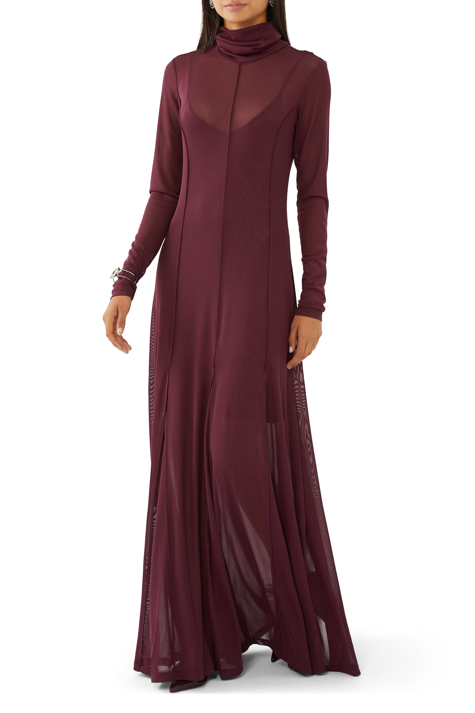 فستان طويل قماش شبكي