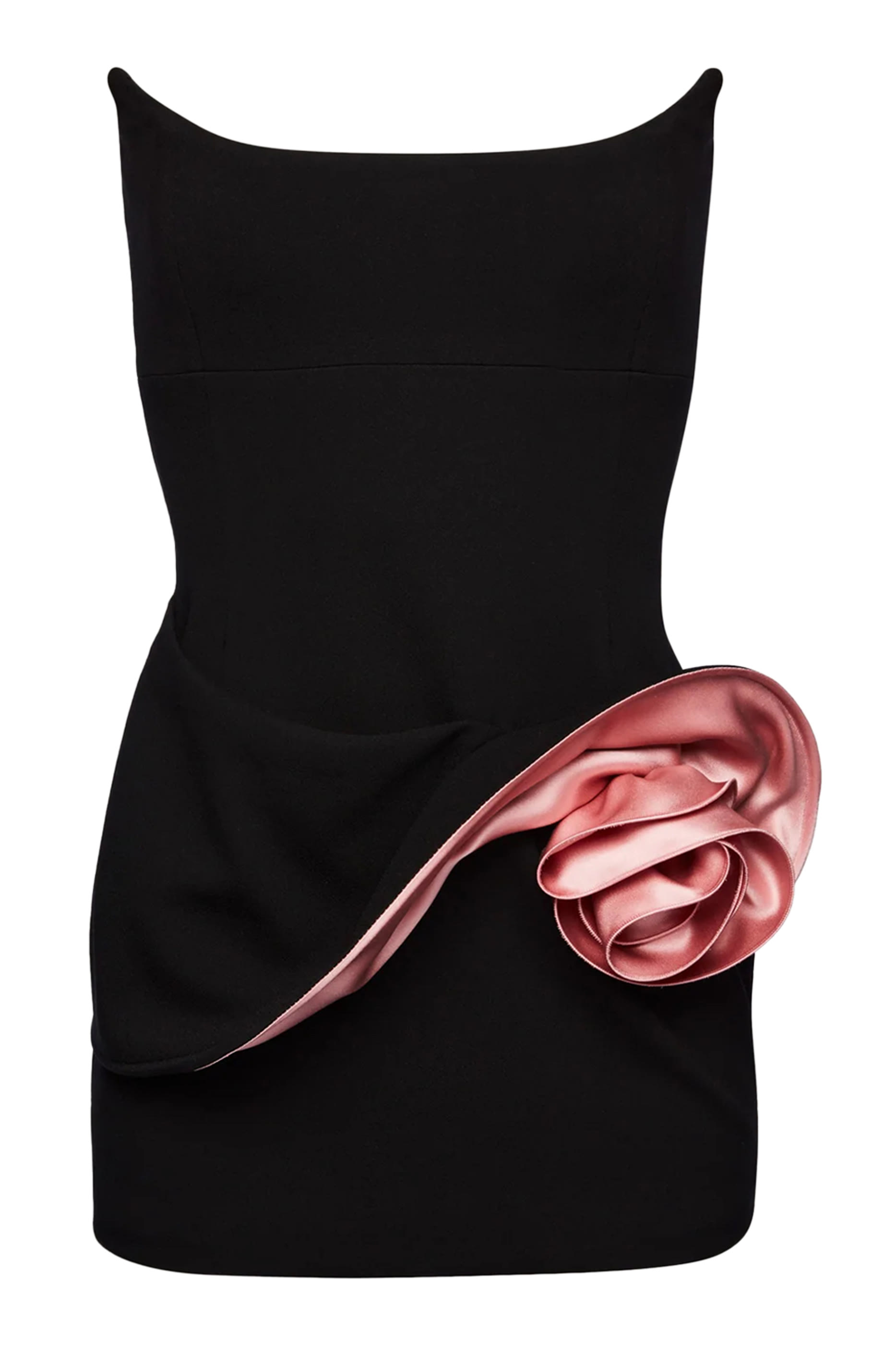 فستان قصير بصدرية وزهرة بارزة الملمس بلون مغاير