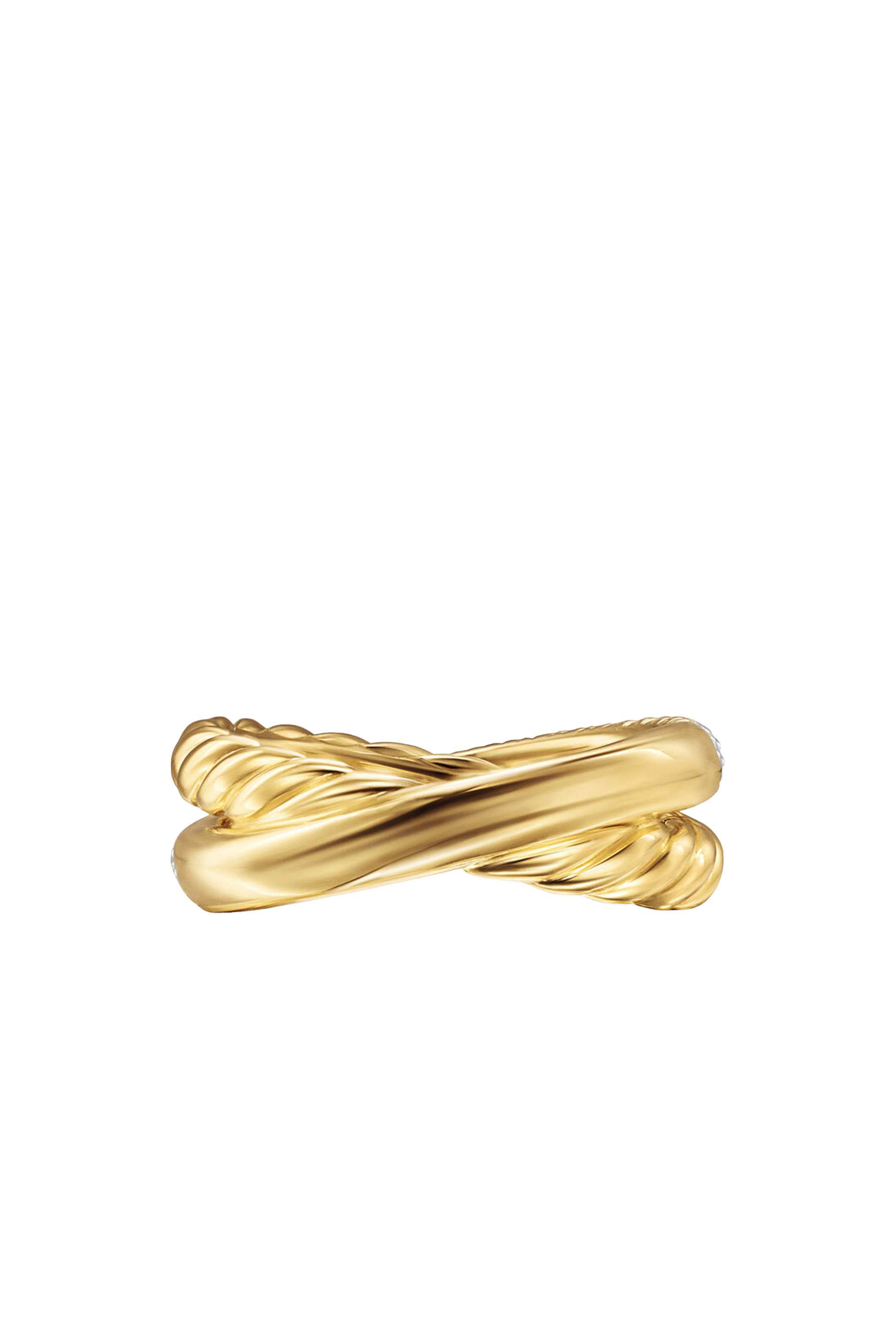 خاتم بتصميم متقاطع بحلقتين مرصع بالماس، ذهب أصف عيار 18