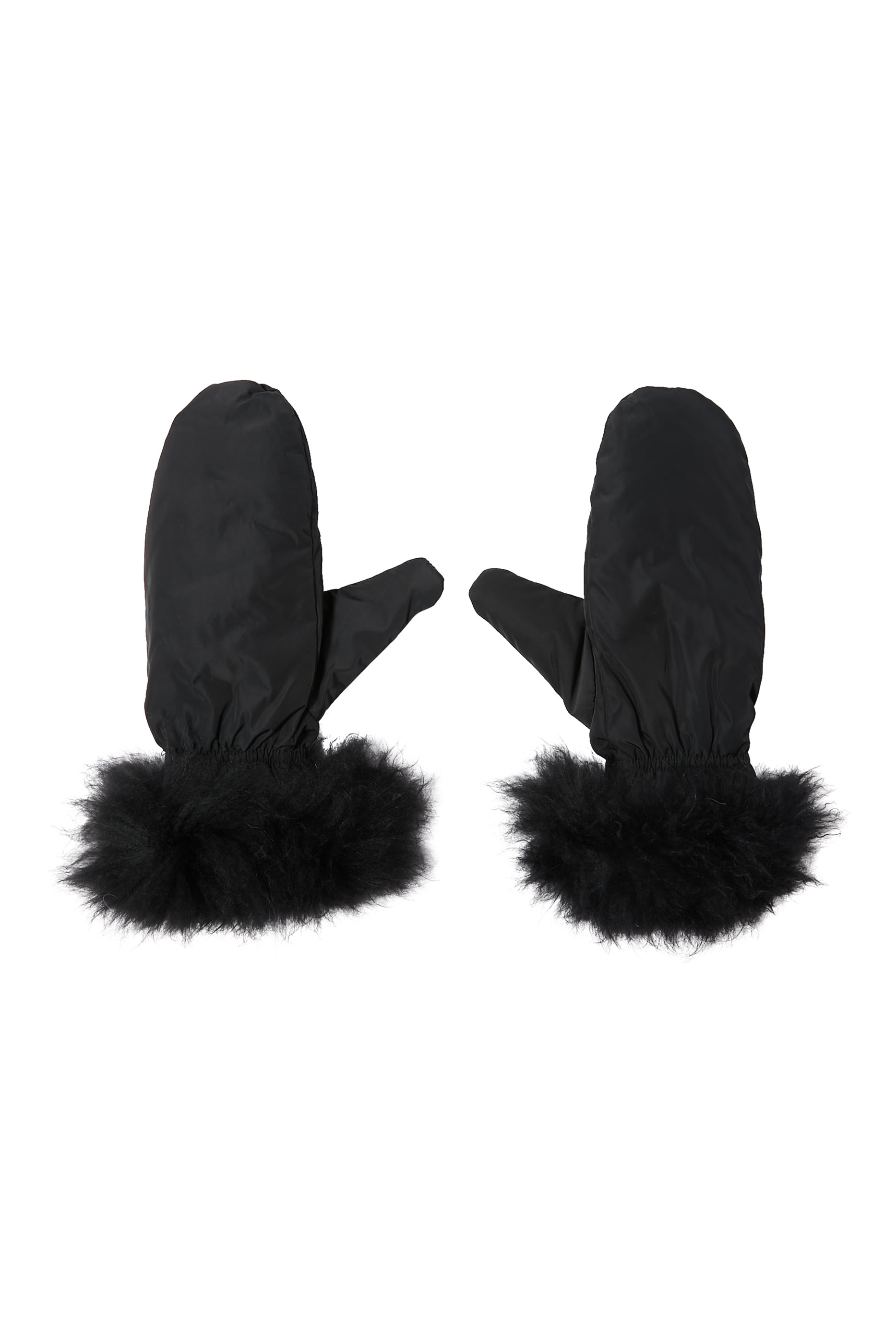 قفازات فلانيل بحافة فرو ثعلب