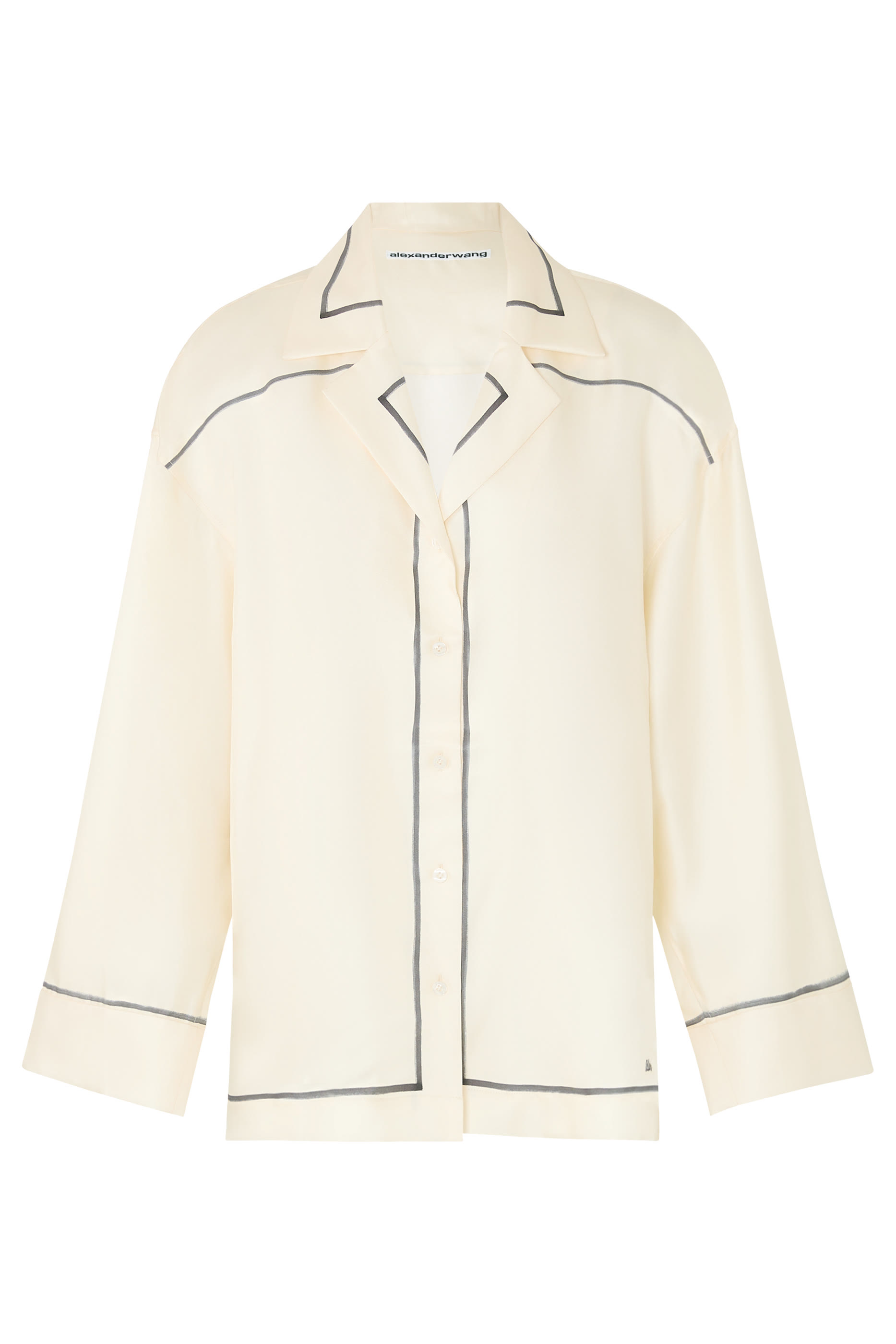 قميص بطبعة بوردر وقصة فضفاضة بأزرار للإغلاق