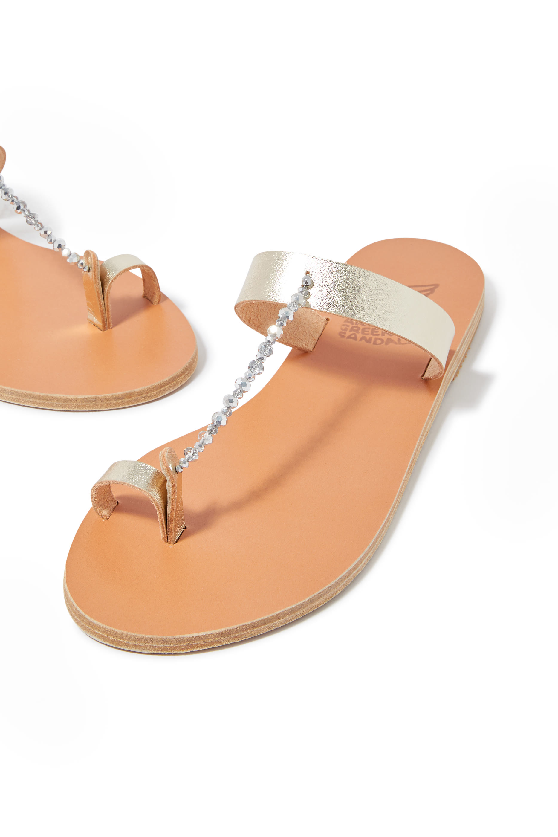 Iris Toe Strap Crystal and Metallic Flats