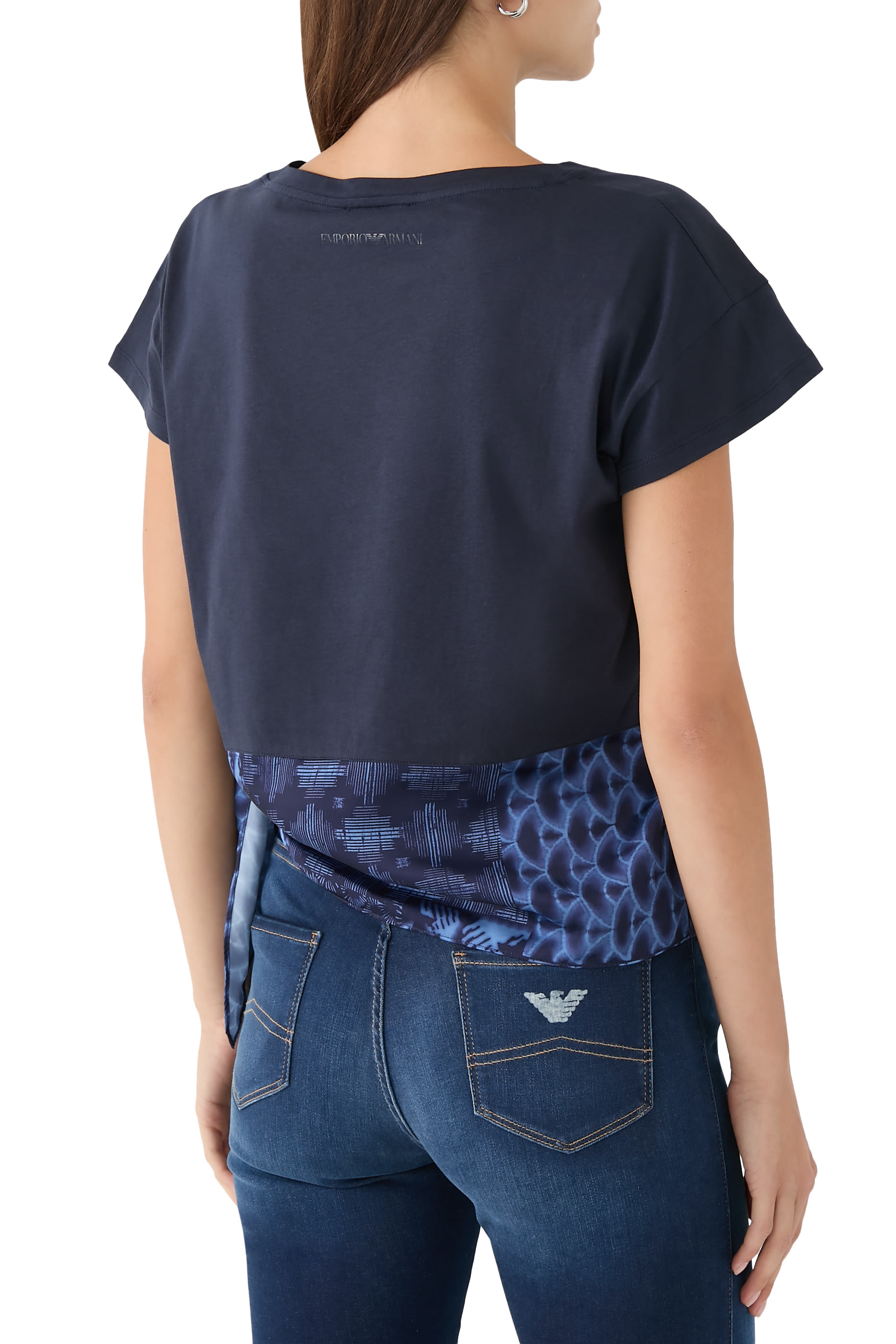 تيشيرت بحافة بتصميم وشاح قطن جيرسيه