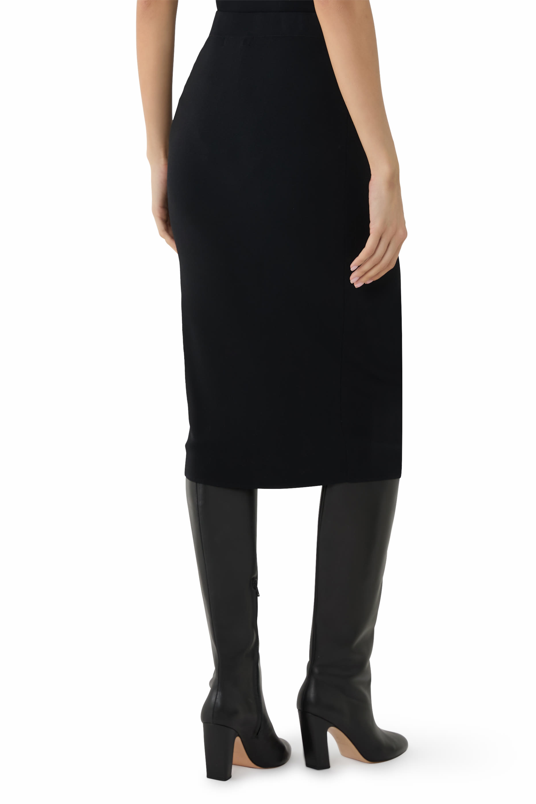 تنورة مضلعة متوسطة الطول خامة منسوجة