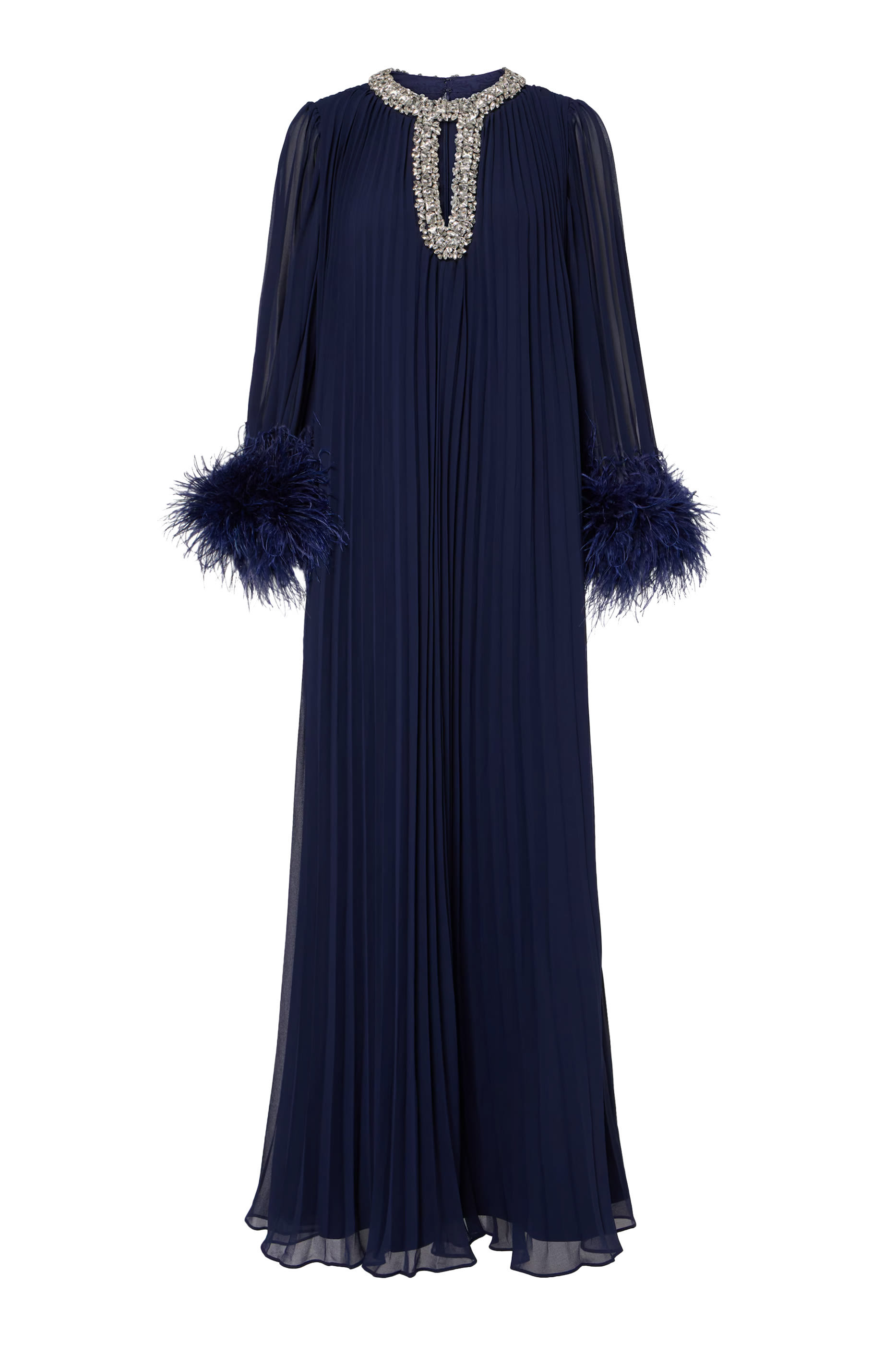 فستان شيفون متوسط الطول مزين بريش