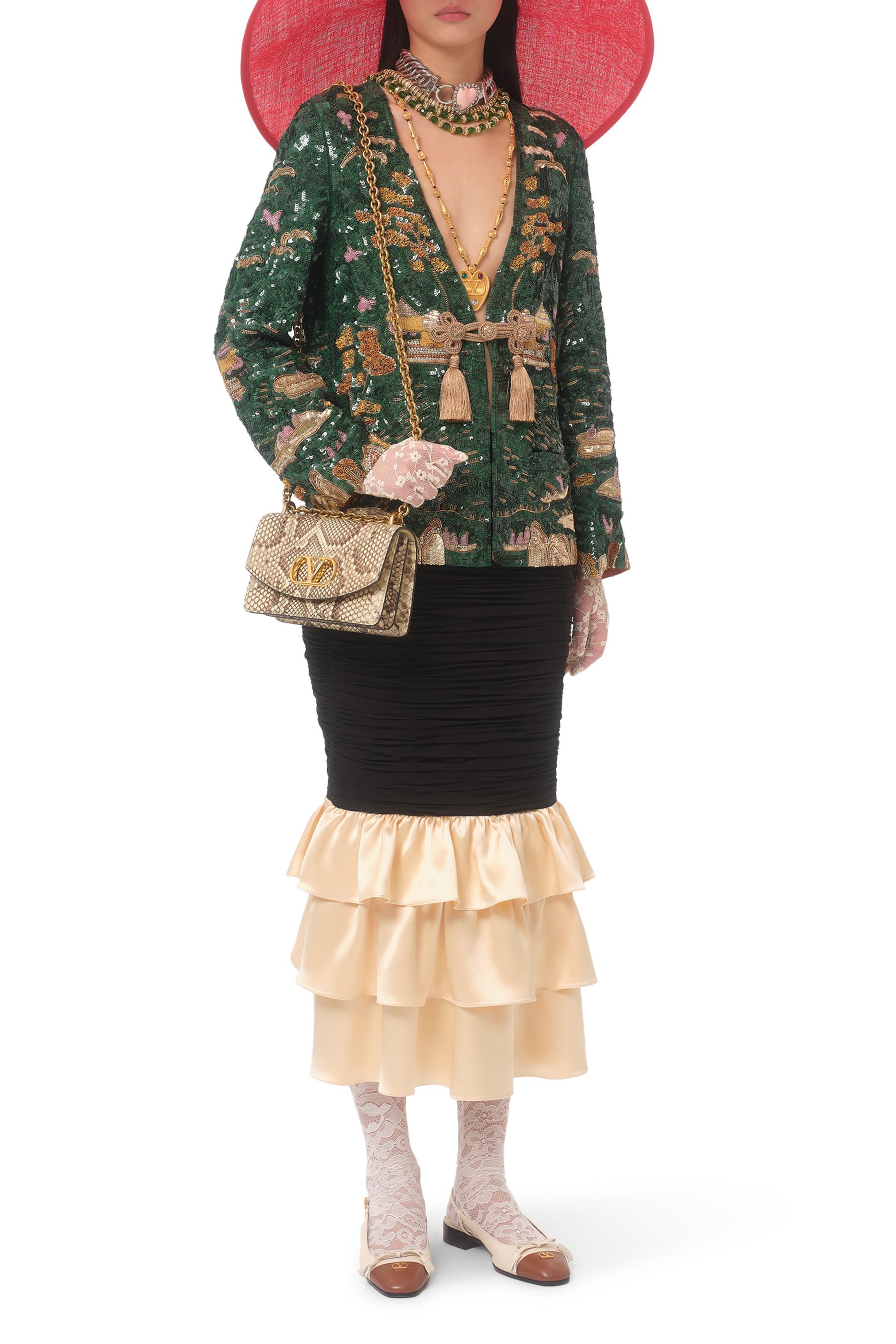 حقيبة كتف فاين صغيرة بنقشة جلد ثعبان