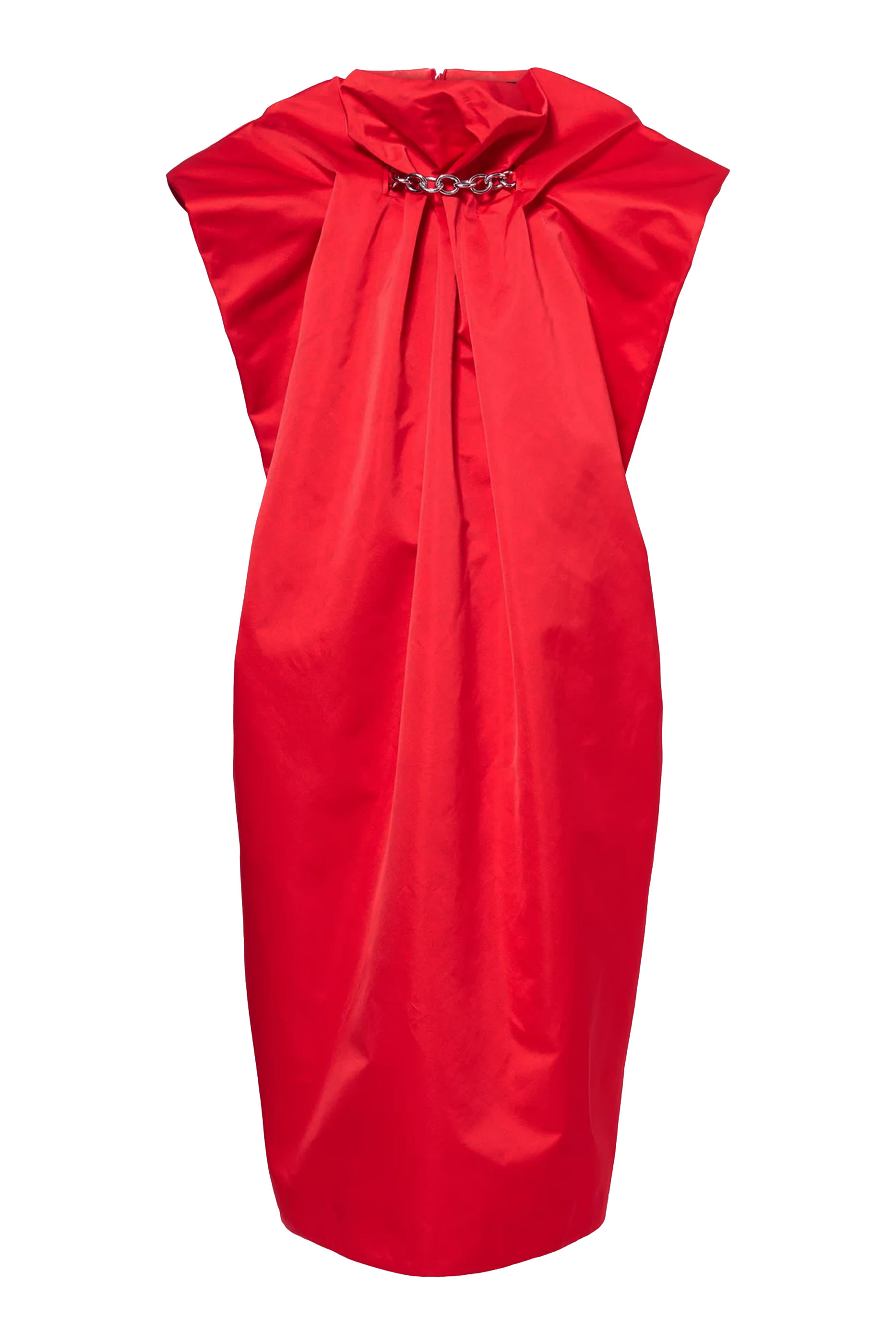  Ruched Duchess Chain Cap Sleeve Dress