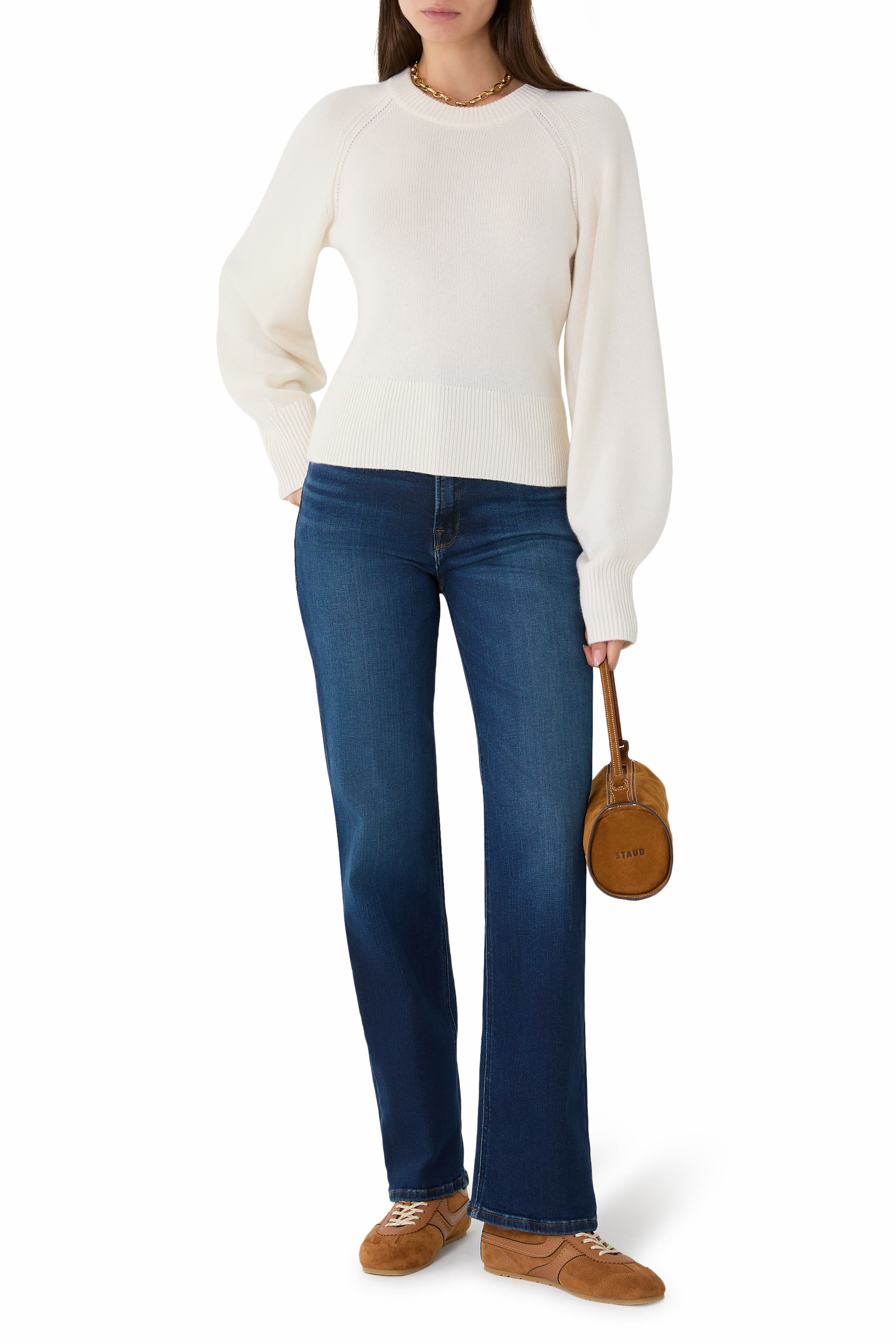 بنطال بقصة ساق مستقيمة قماش تقني ناعم