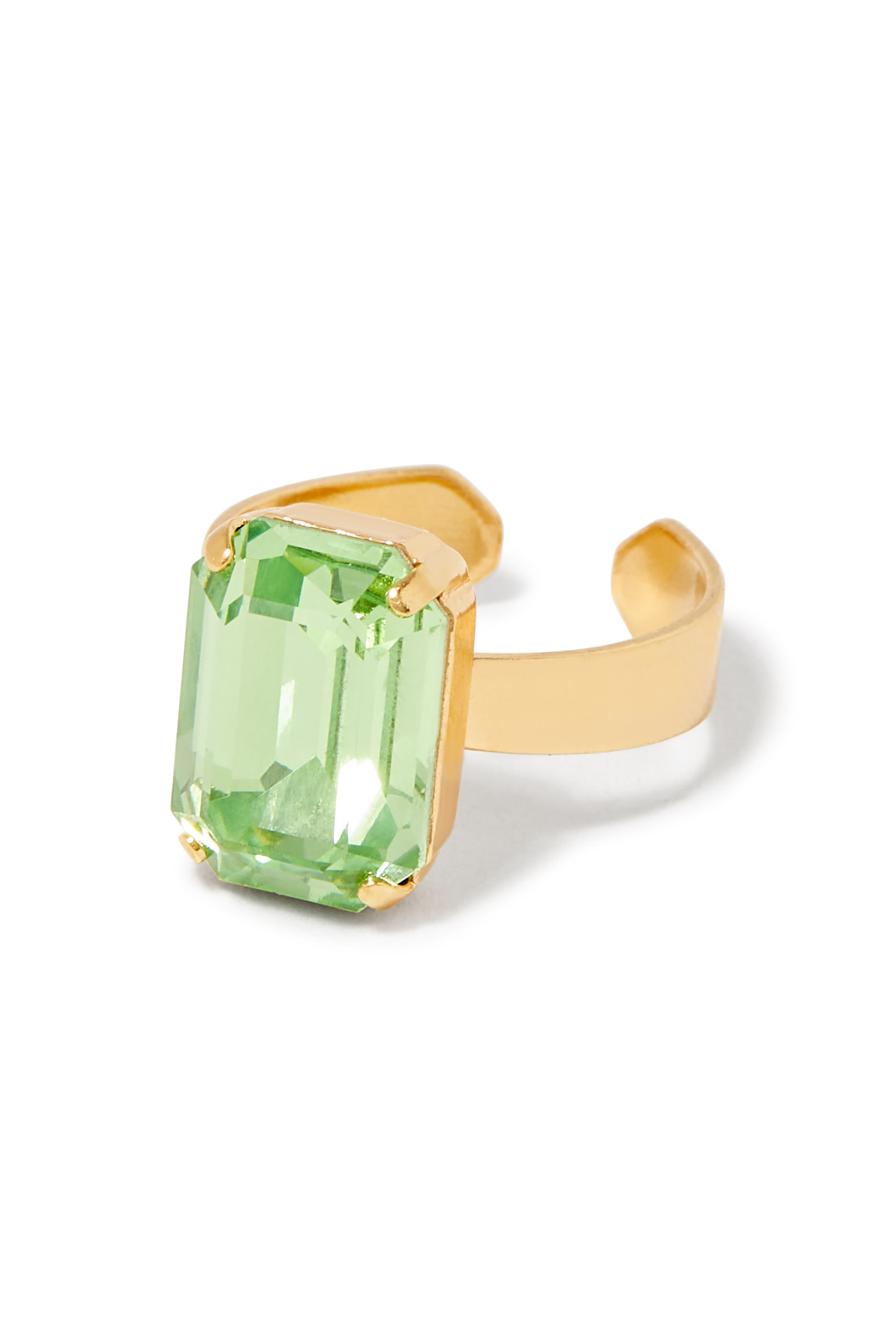 خاتم ليديا صغير مرصع بكريستال سواروفسكي، معدن مطلي بذهب عيار 18