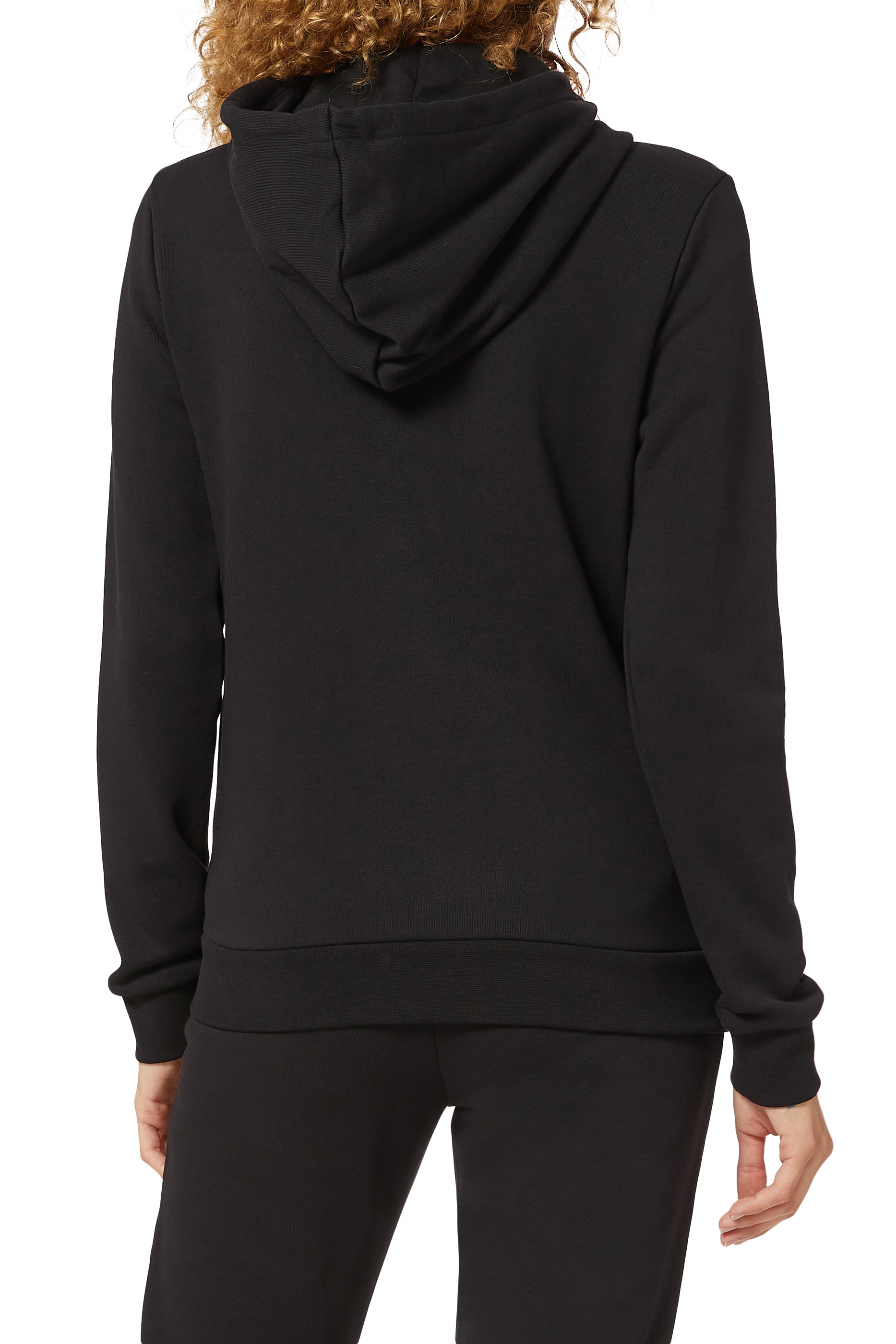 كنزة أيكون قطن بغطاء رأس وسحّاب وشعار الماركة