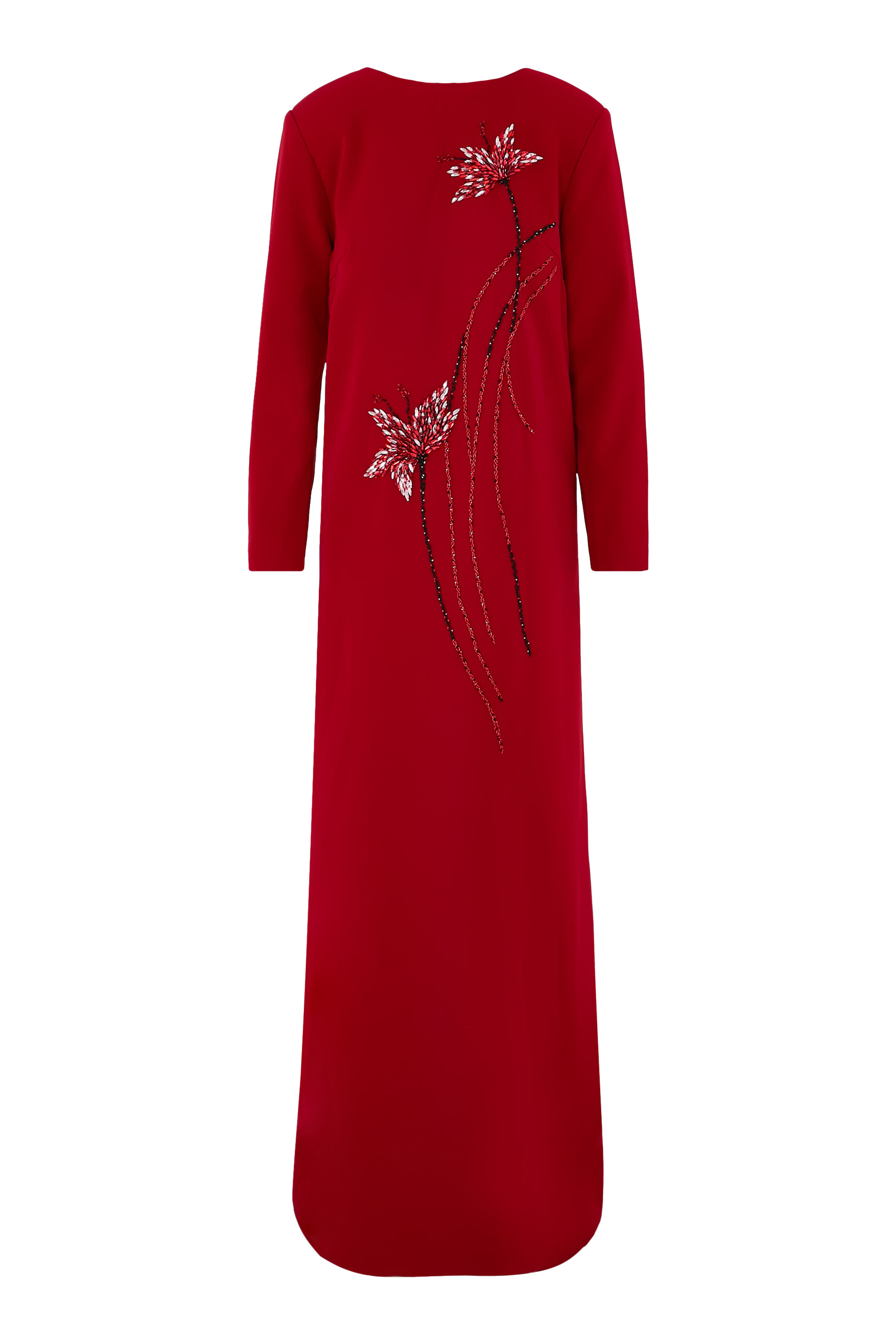 فستان سهرة بأكمام طويلة وخرز