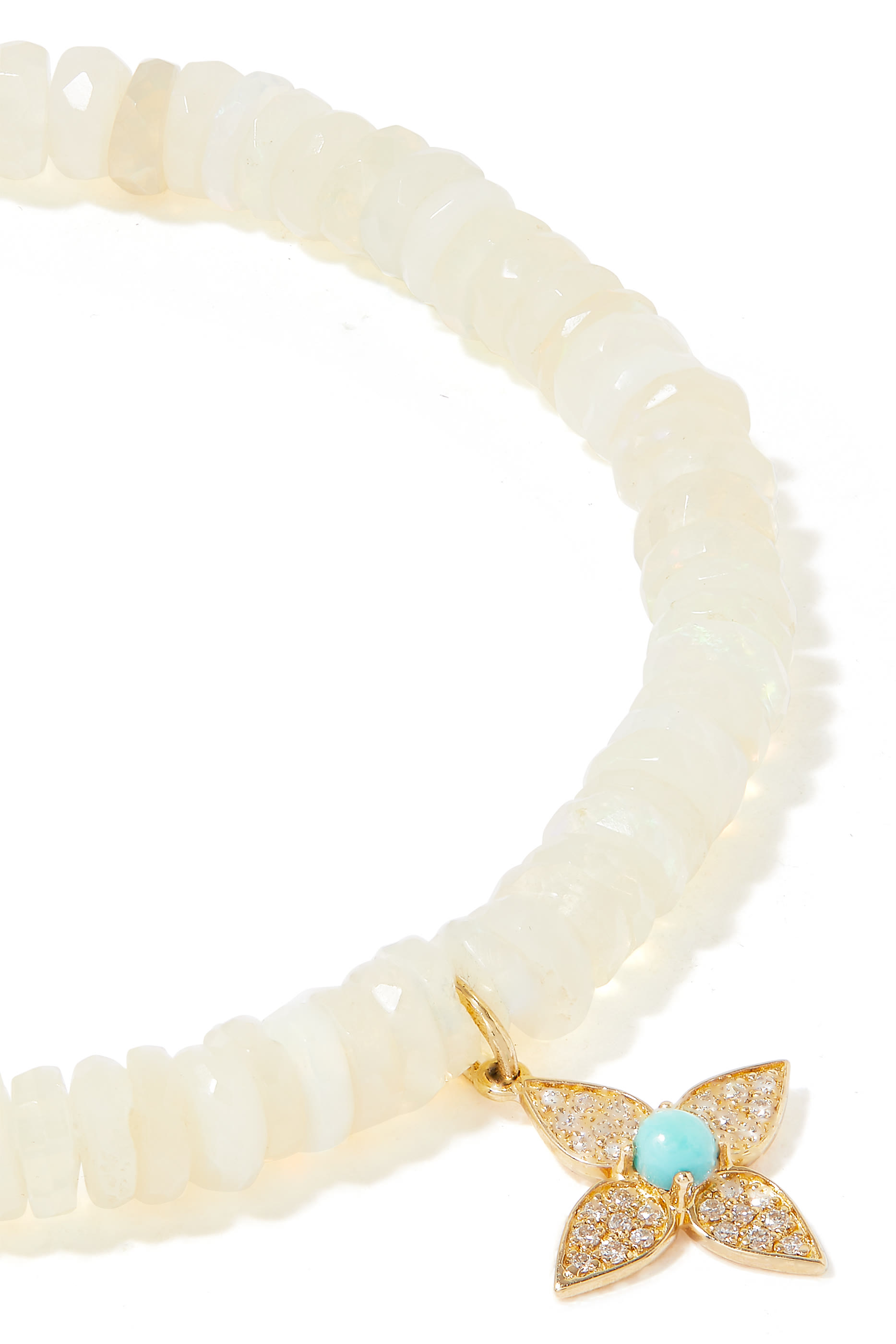 سوار مزين بالأوبال وحلية زهرة بيزلي مرصعة بالماس ذهب أصفر عيار 14