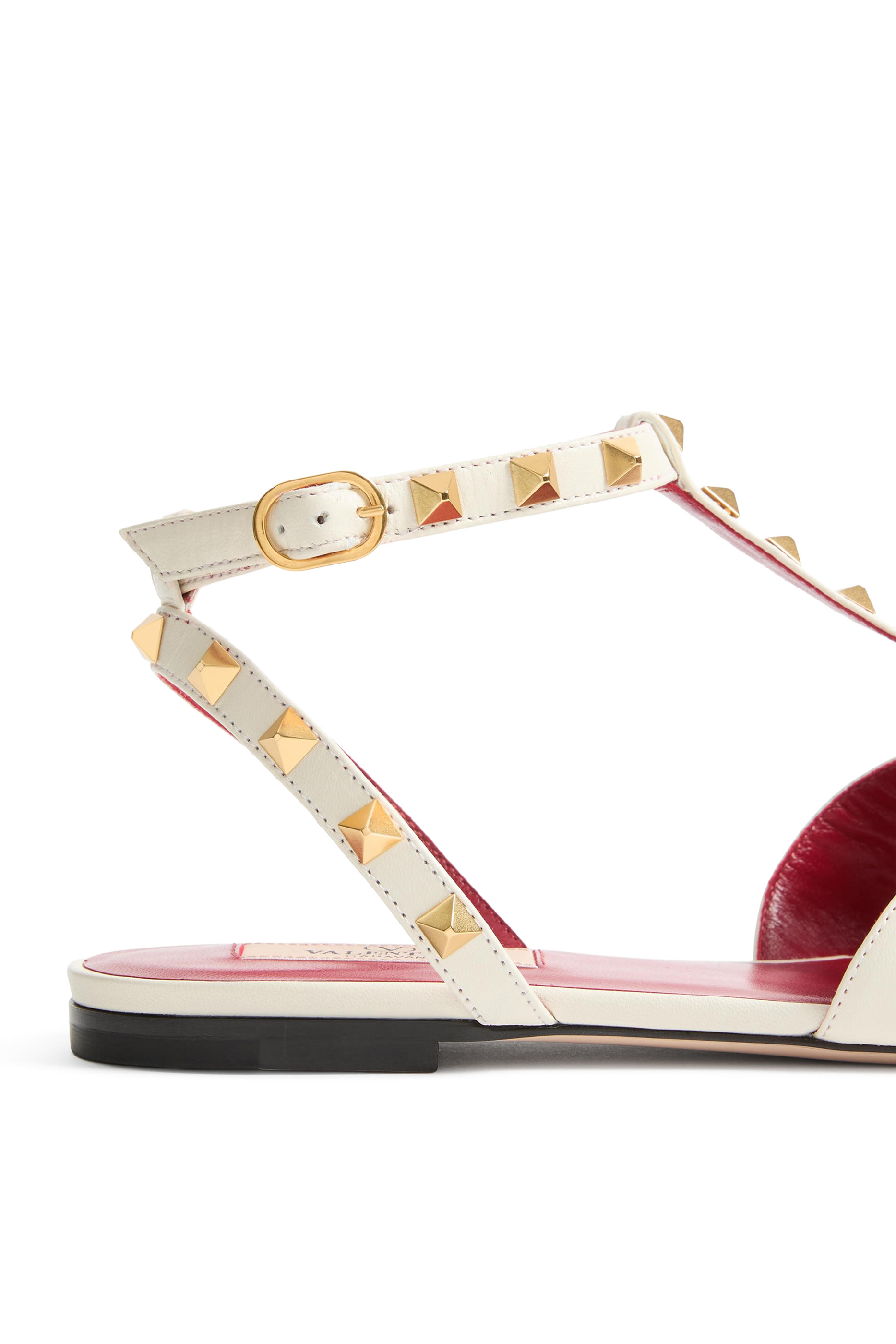 صندل بحلي وكعب مسطح جلد جدي